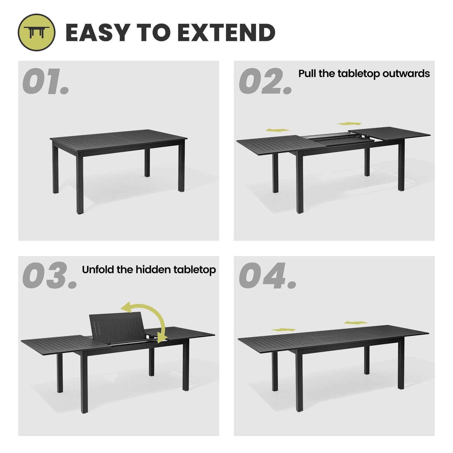 95x35" Expandable Aluminum Outdoor Dining Table