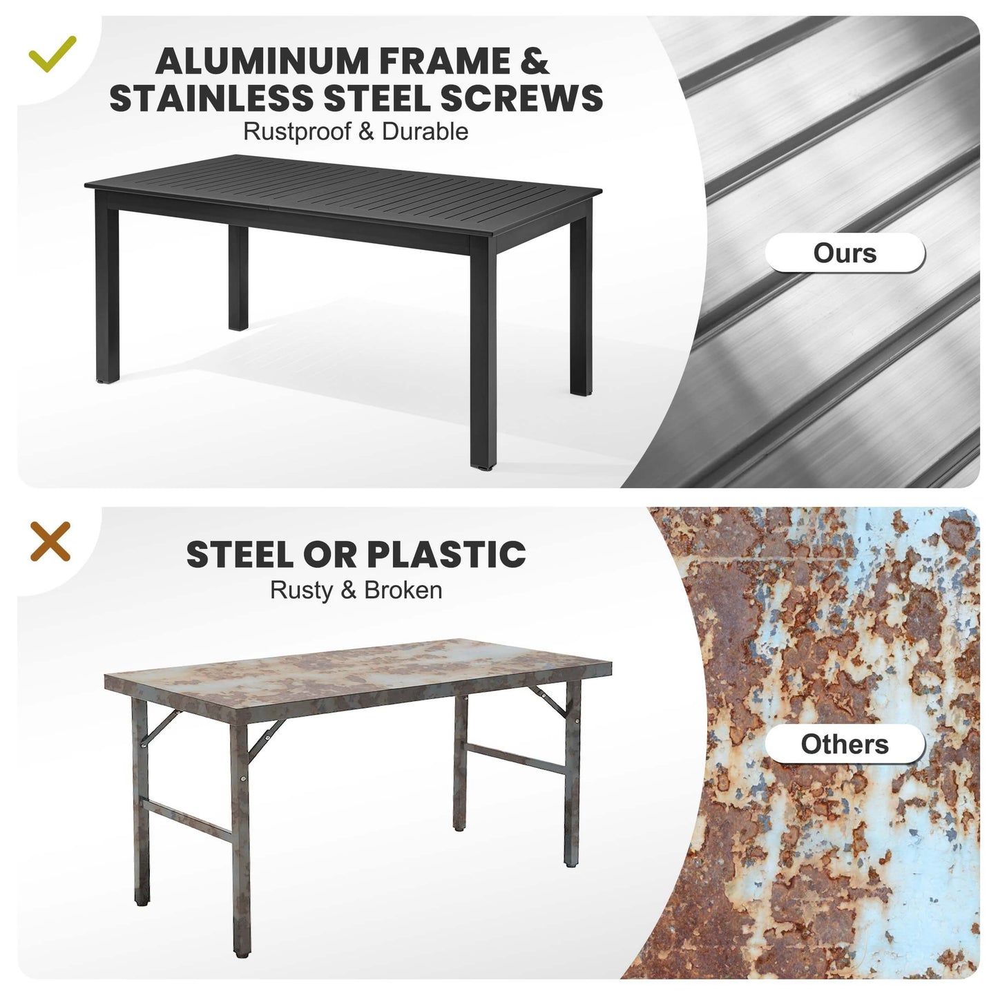 95x35" Expandable Aluminum Outdoor Dining Table