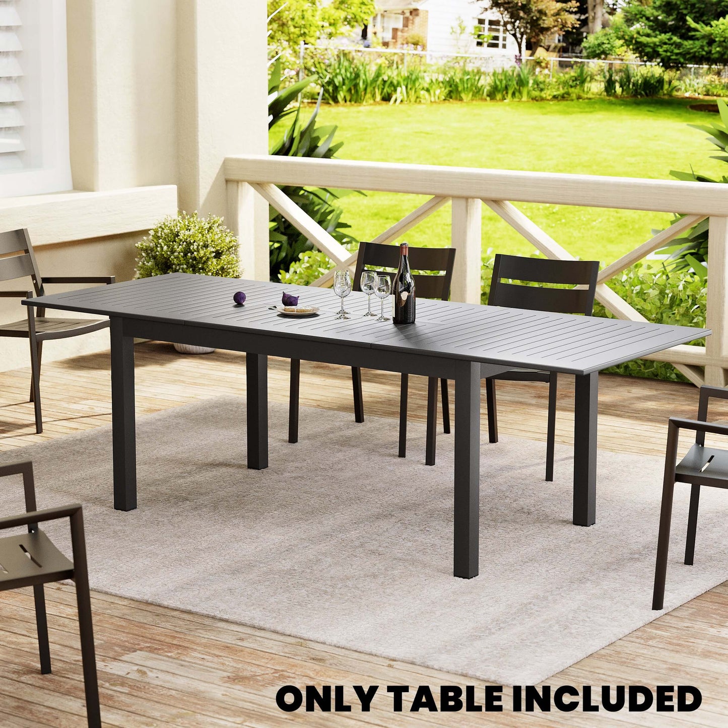 95x35" Expandable Aluminum Outdoor Dining Table