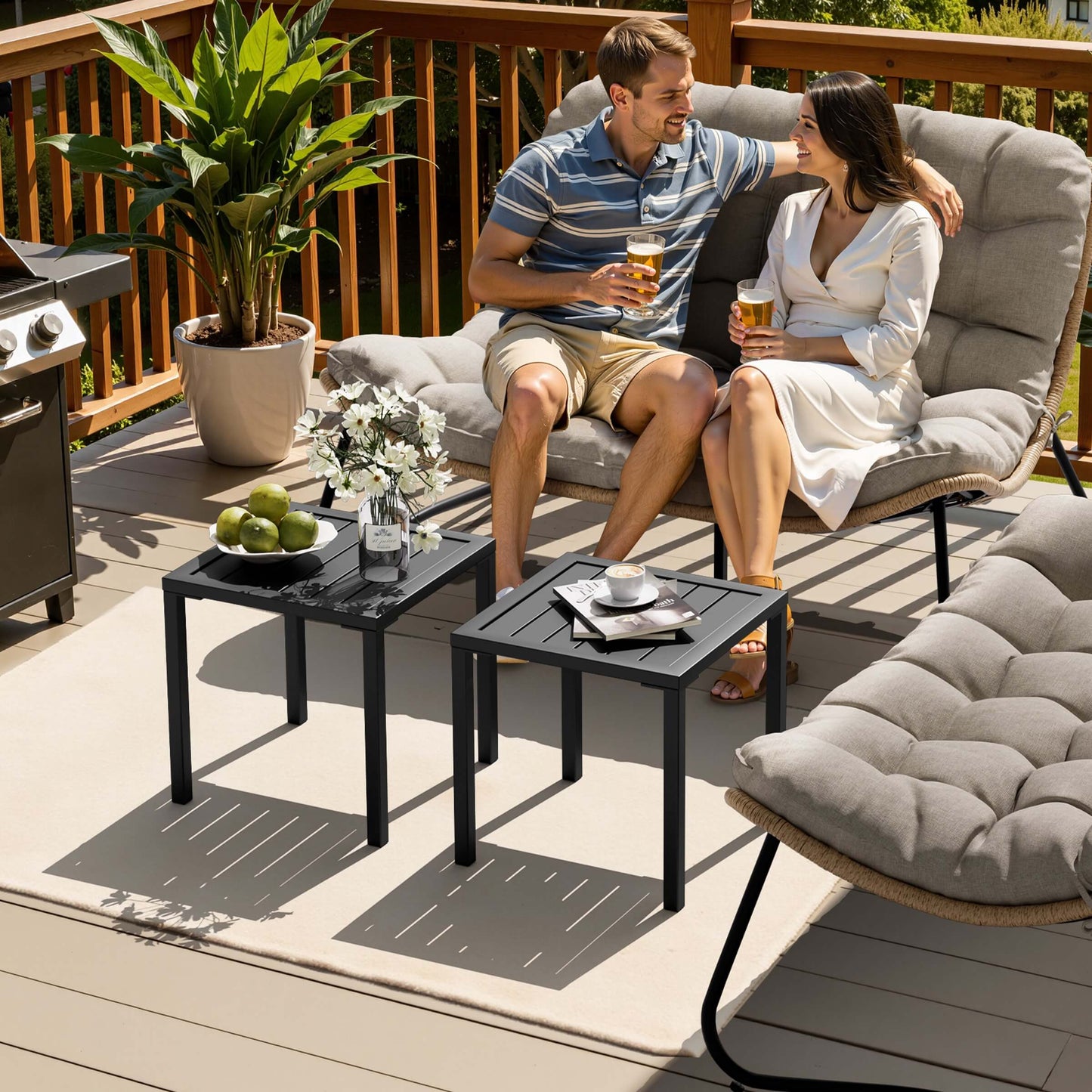 16x16" Aluminum Outdoor Square Side Table