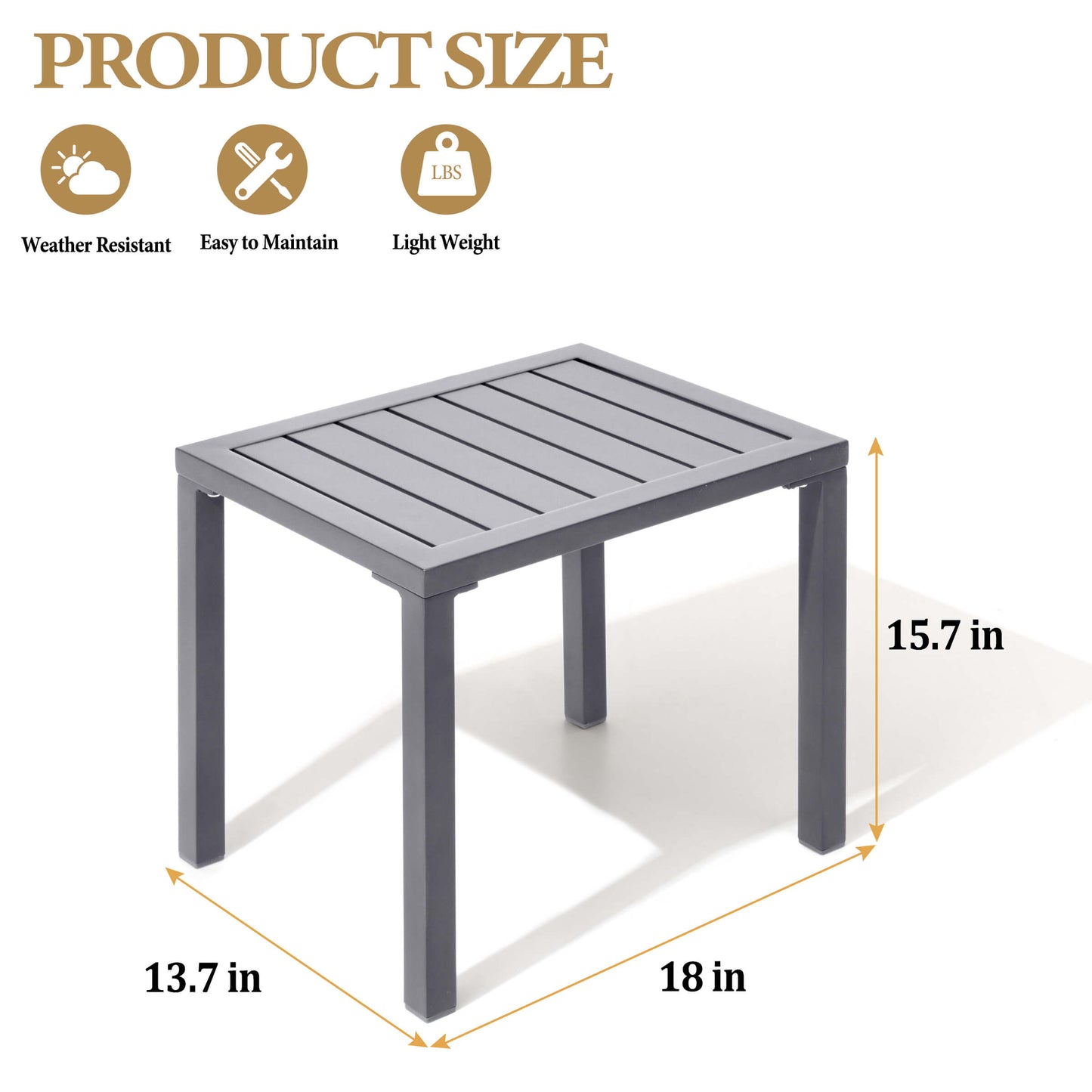 14x18" Aluminum Outdoor Side Table