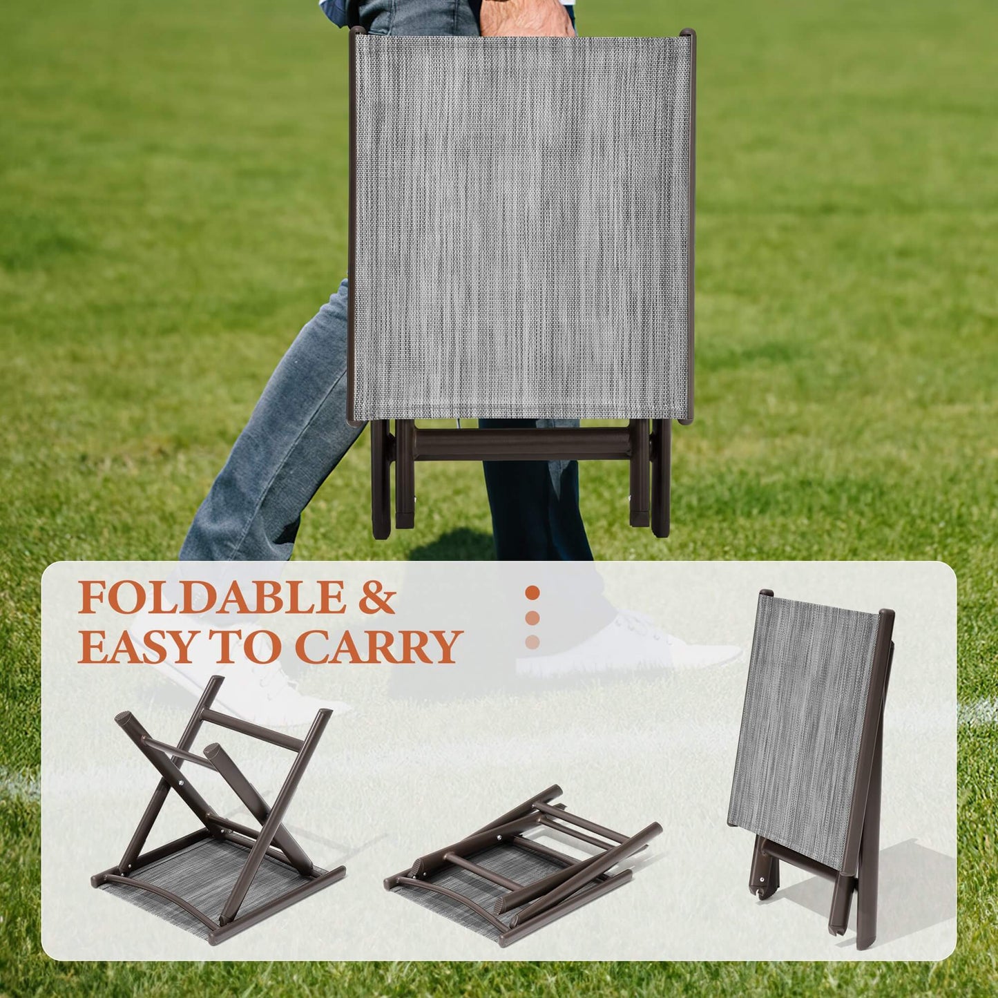 15x17" Aluminum Foldable Outdoor Side Table with Textilene Tabletop