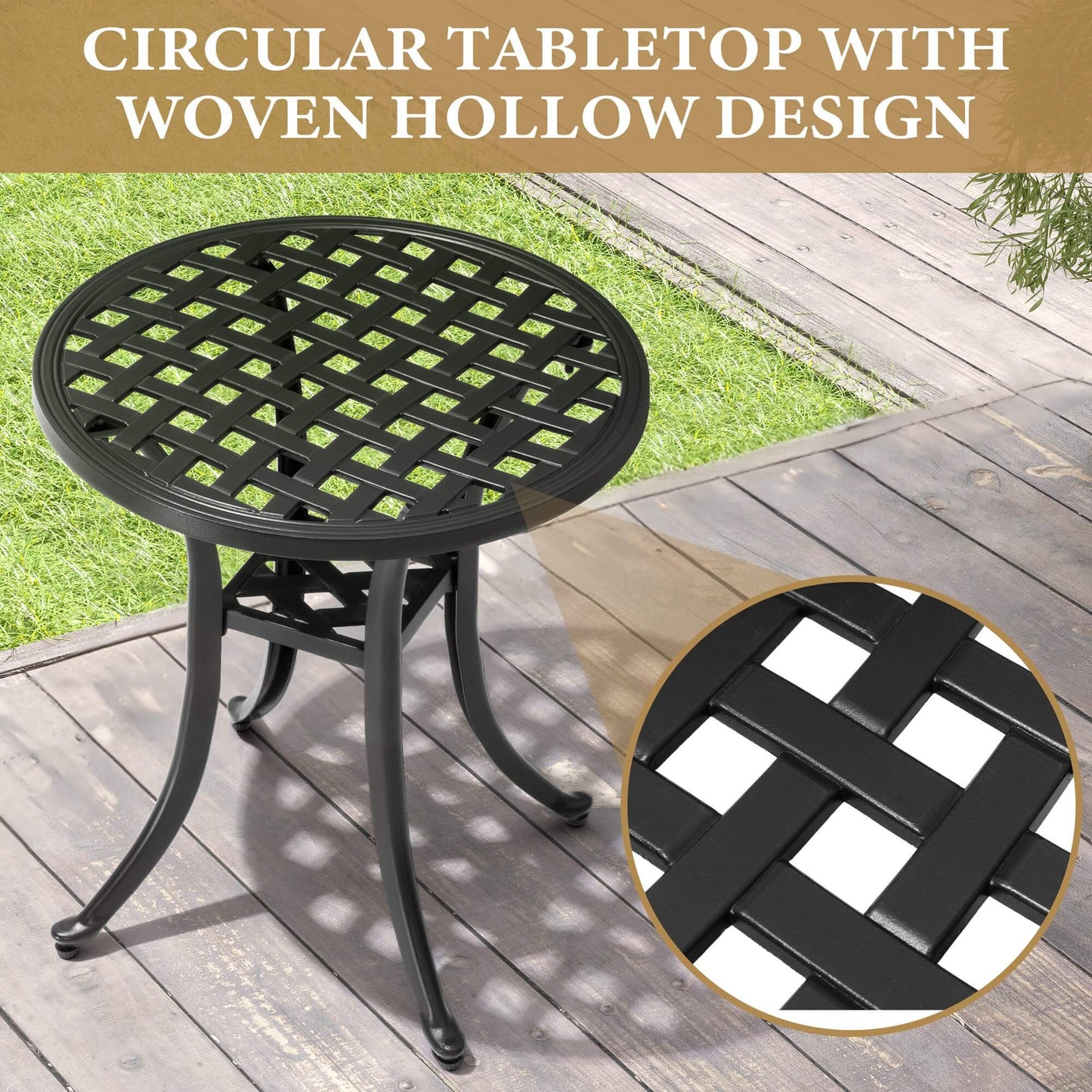 19x19" Round Cast Aluminum Outdoor Side Table