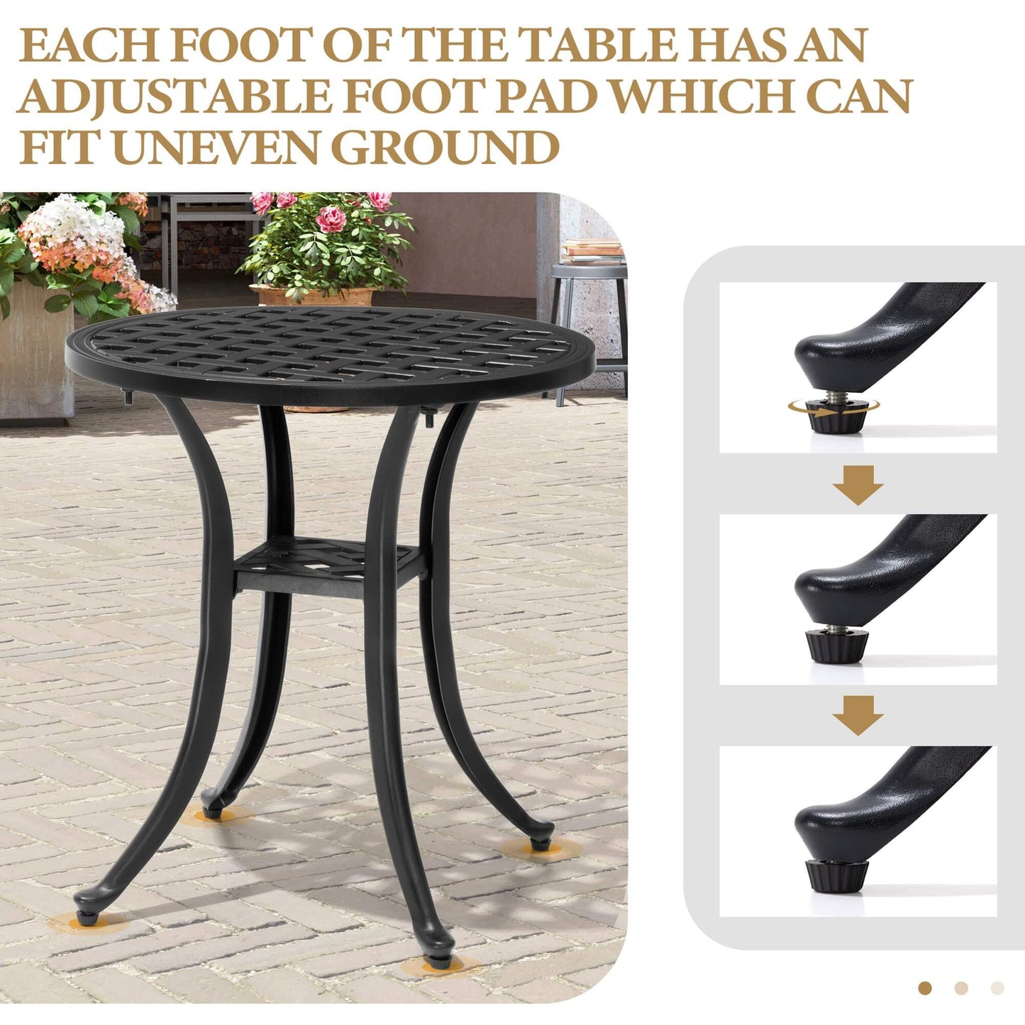 19x19" Round Cast Aluminum Outdoor Side Table