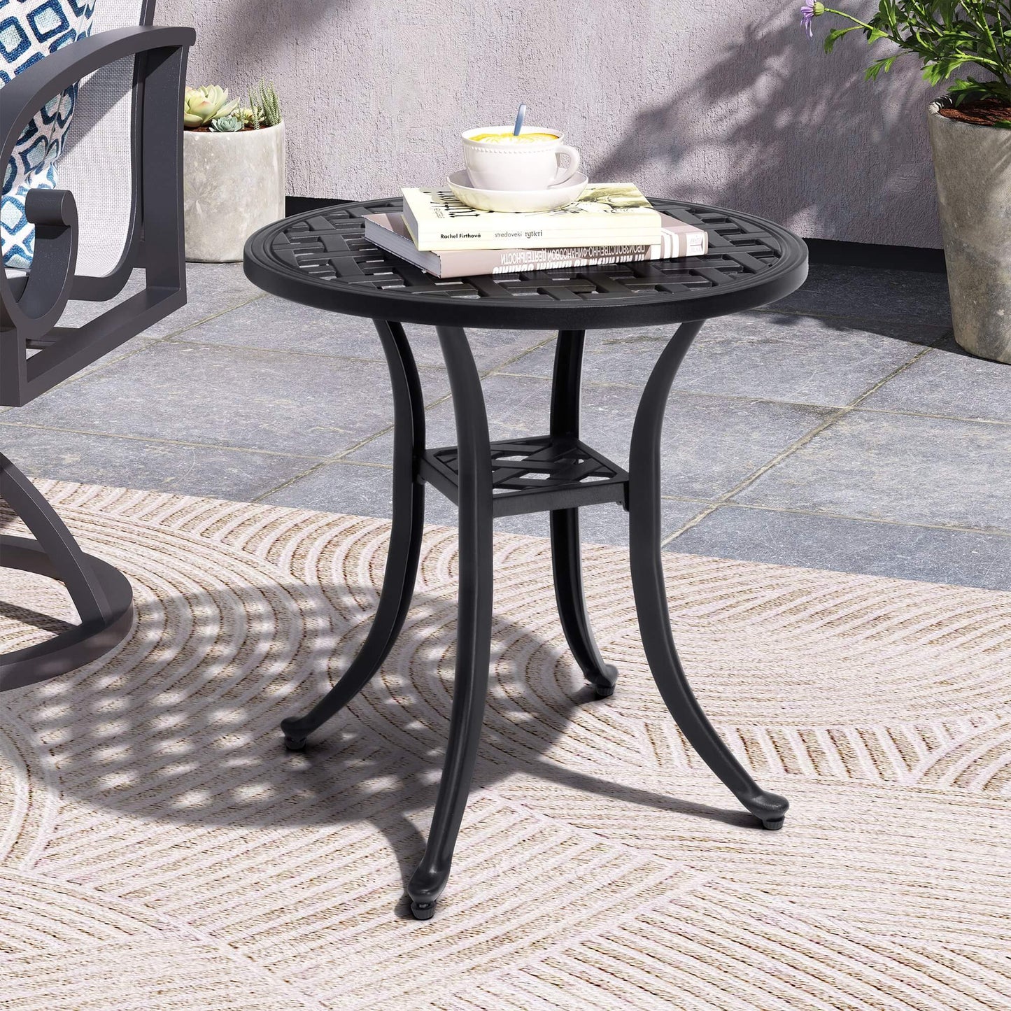 19x19" Round Cast Aluminum Outdoor Side Table