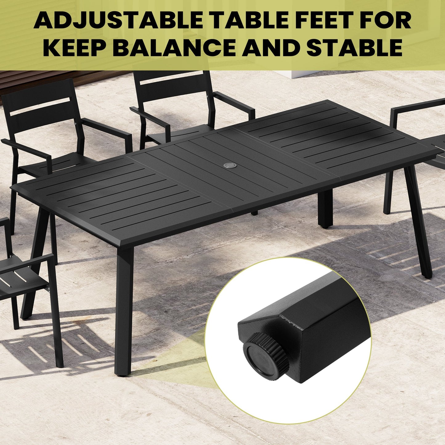 Aluminum Outdoor Dining Table with Umbrella Hole