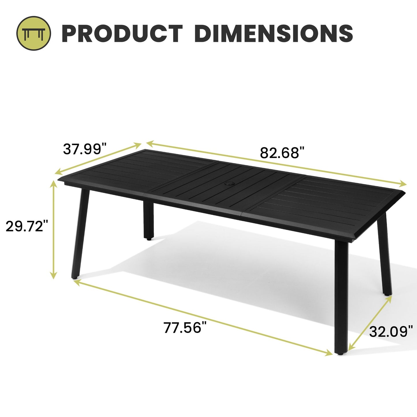 Aluminum Outdoor Dining Table with Umbrella Hole