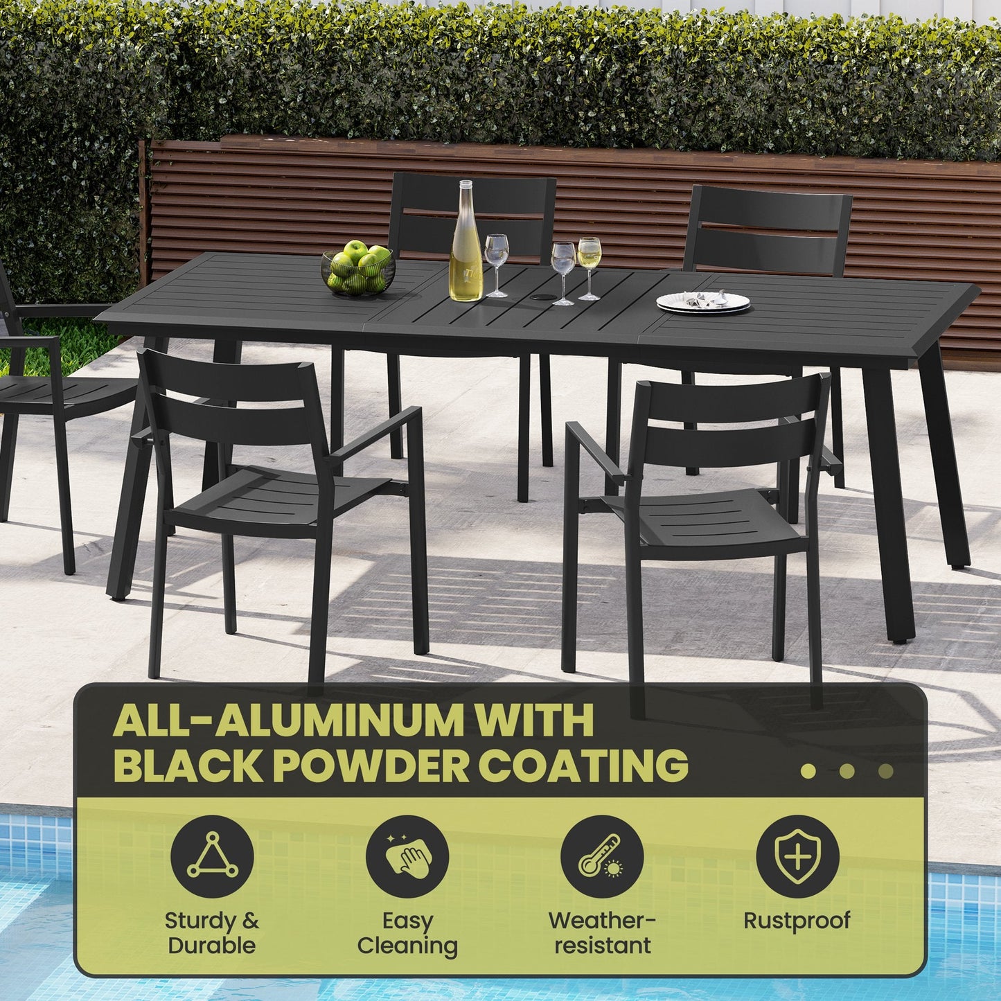 Aluminum Outdoor Dining Table with Umbrella Hole