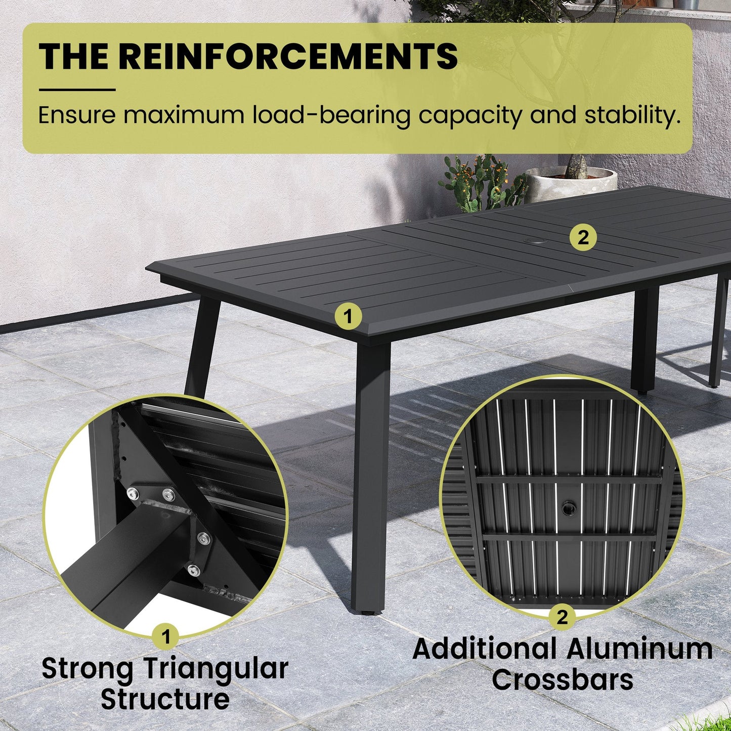 Aluminum Outdoor Dining Table with Umbrella Hole