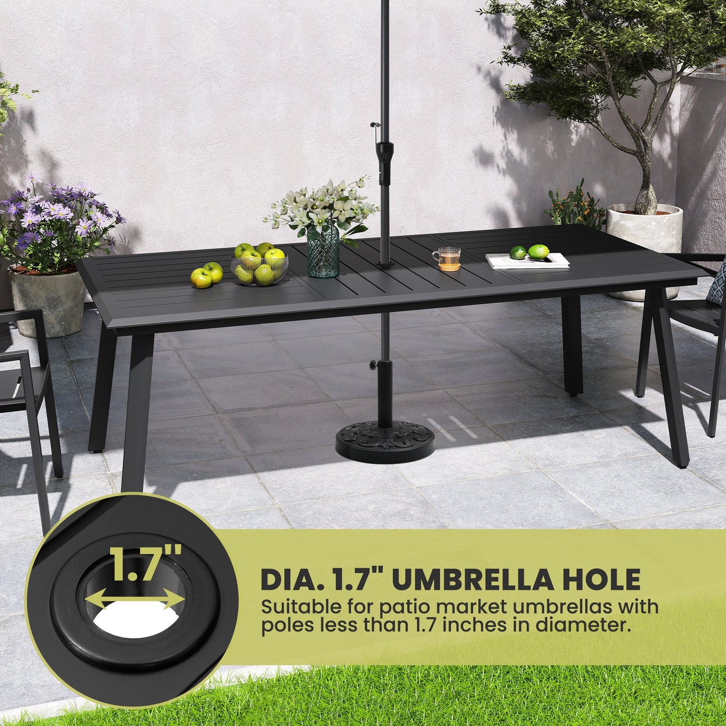 Aluminum Outdoor Dining Table with Umbrella Hole