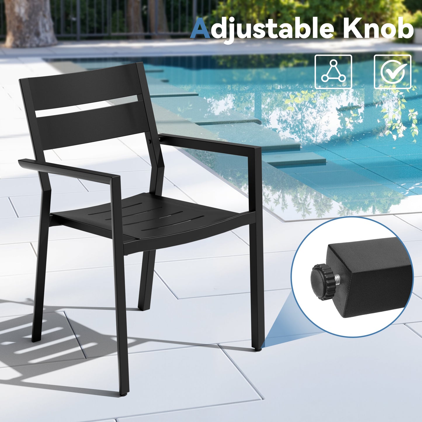 Aluminum Expandable Outdoor Dining Set with Stackable Chairs