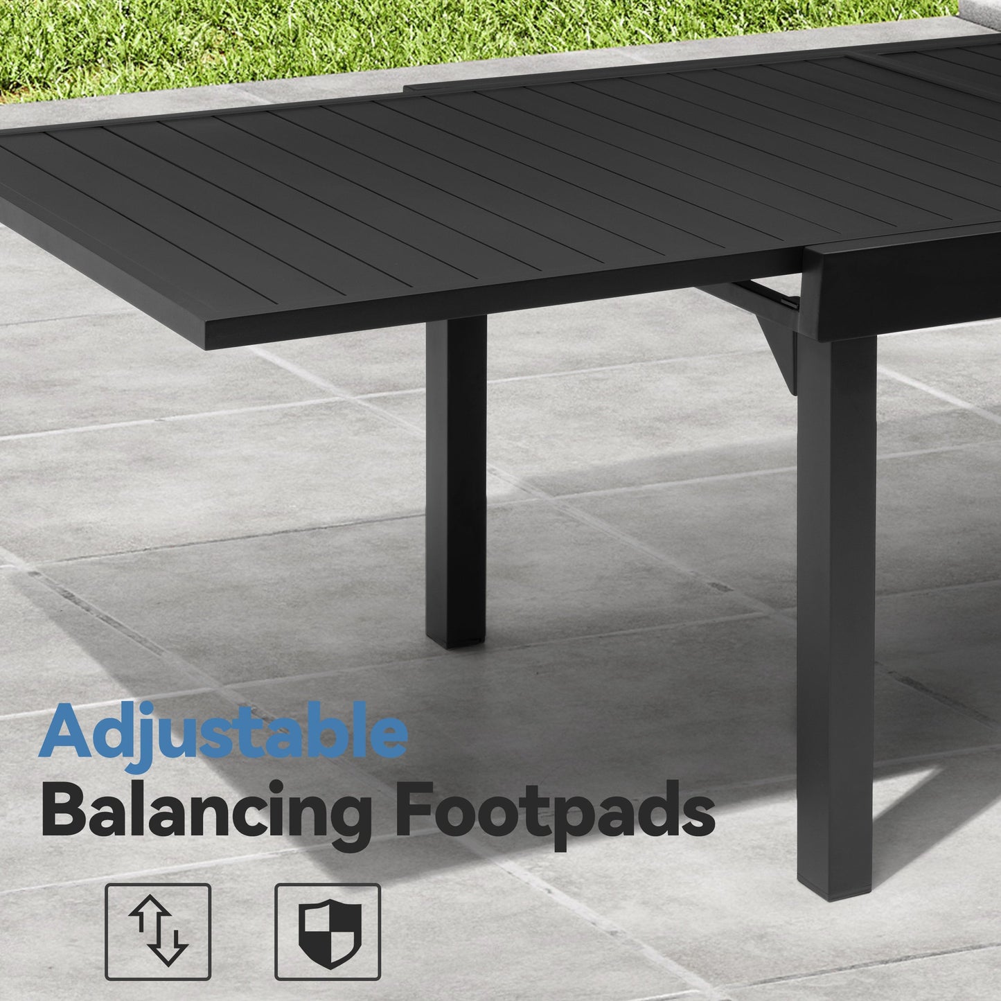 Aluminum Expandable Outdoor Dining Set with Stackable Chairs