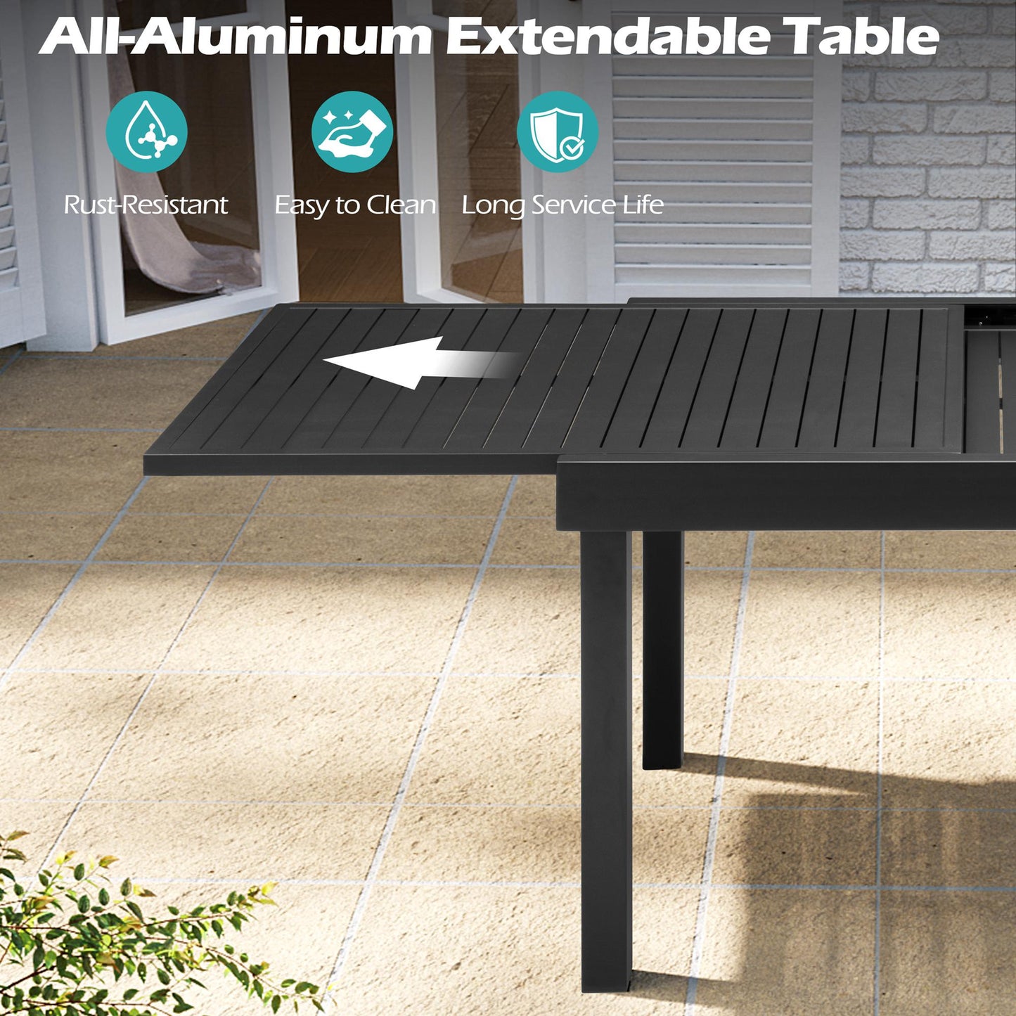 Aluminum Expandable Outdoor Dining Table