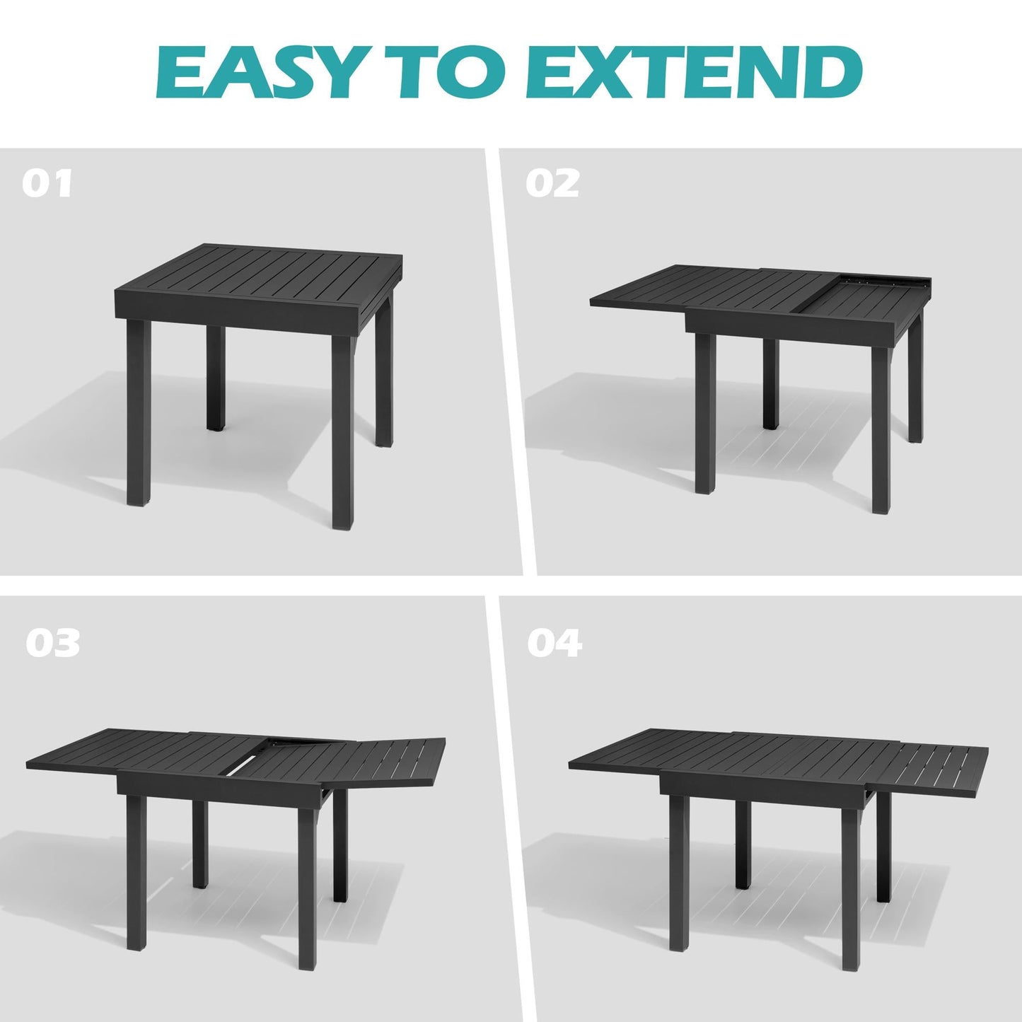 Aluminum Expandable Outdoor Dining Table