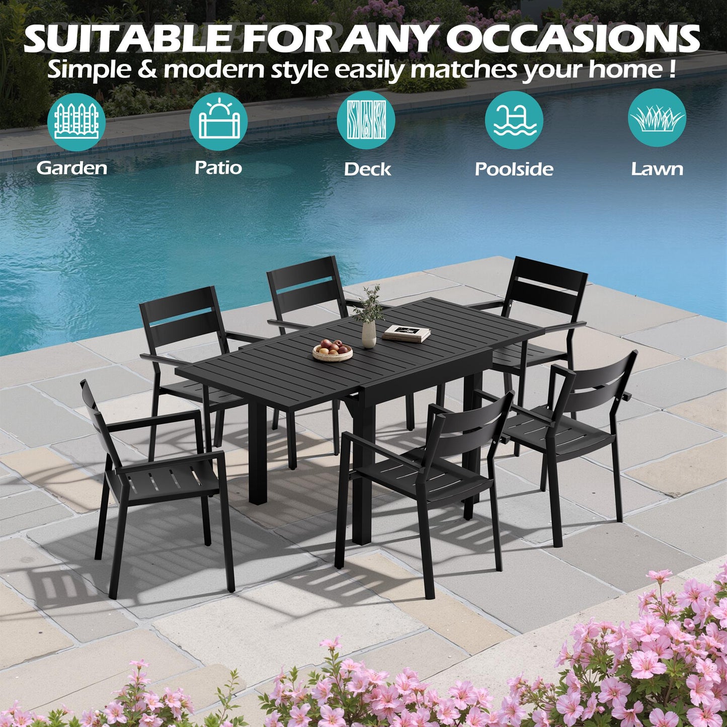 Aluminum Expandable Outdoor Dining Table