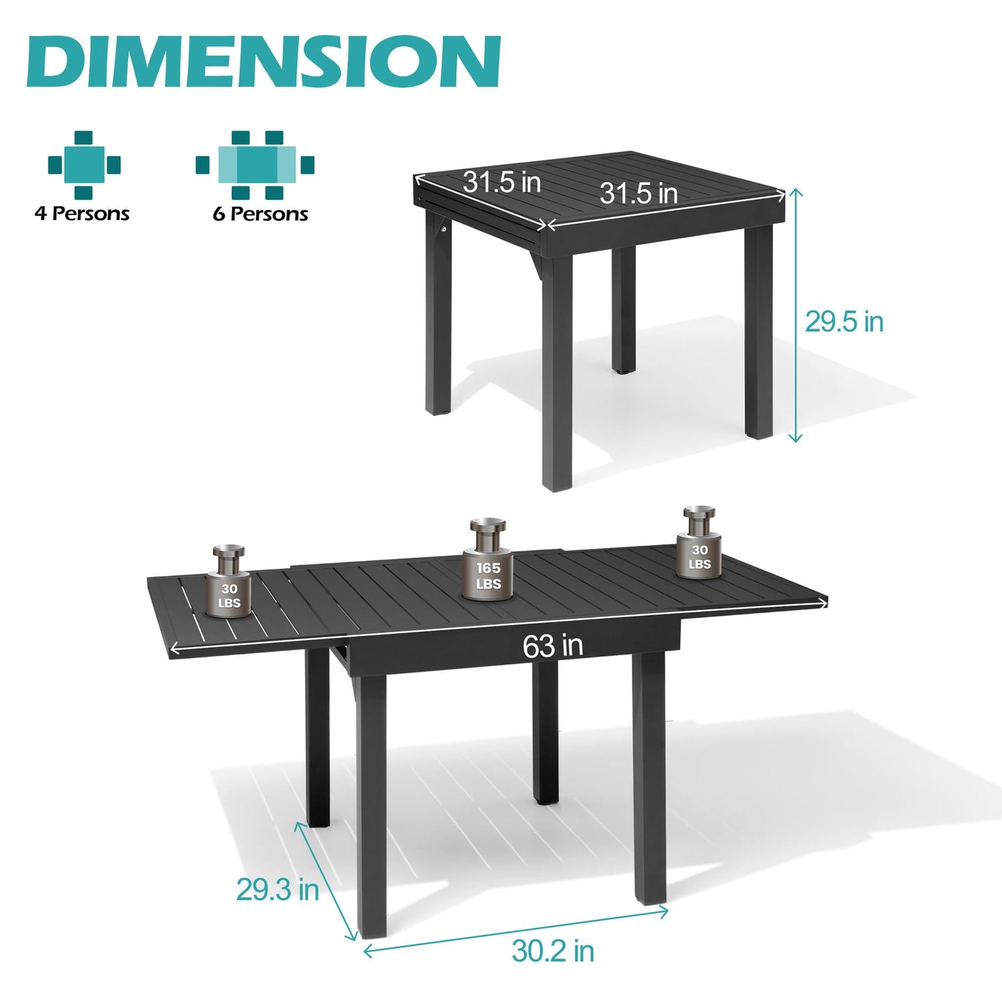 Aluminum Expandable Outdoor Dining Table