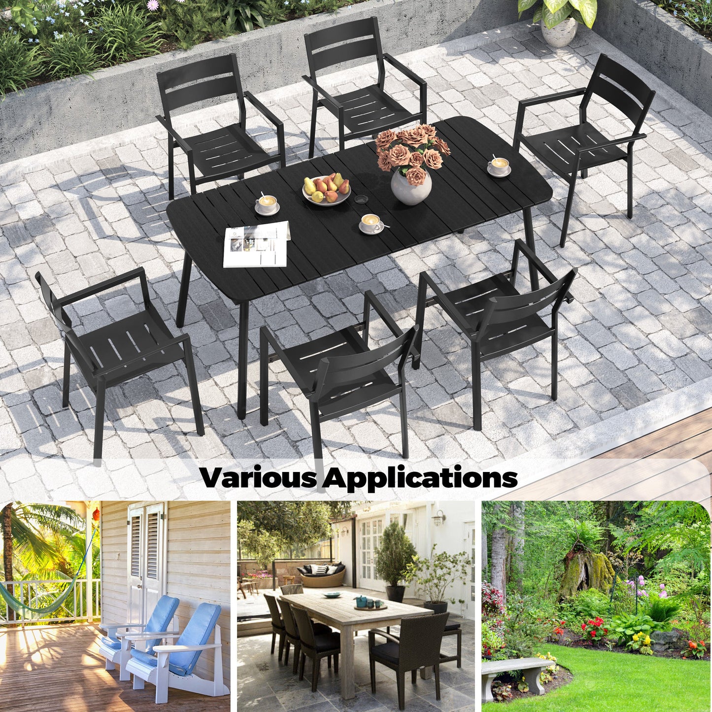 Aluminum Outdoor Dining Table with Umbrella Hole
