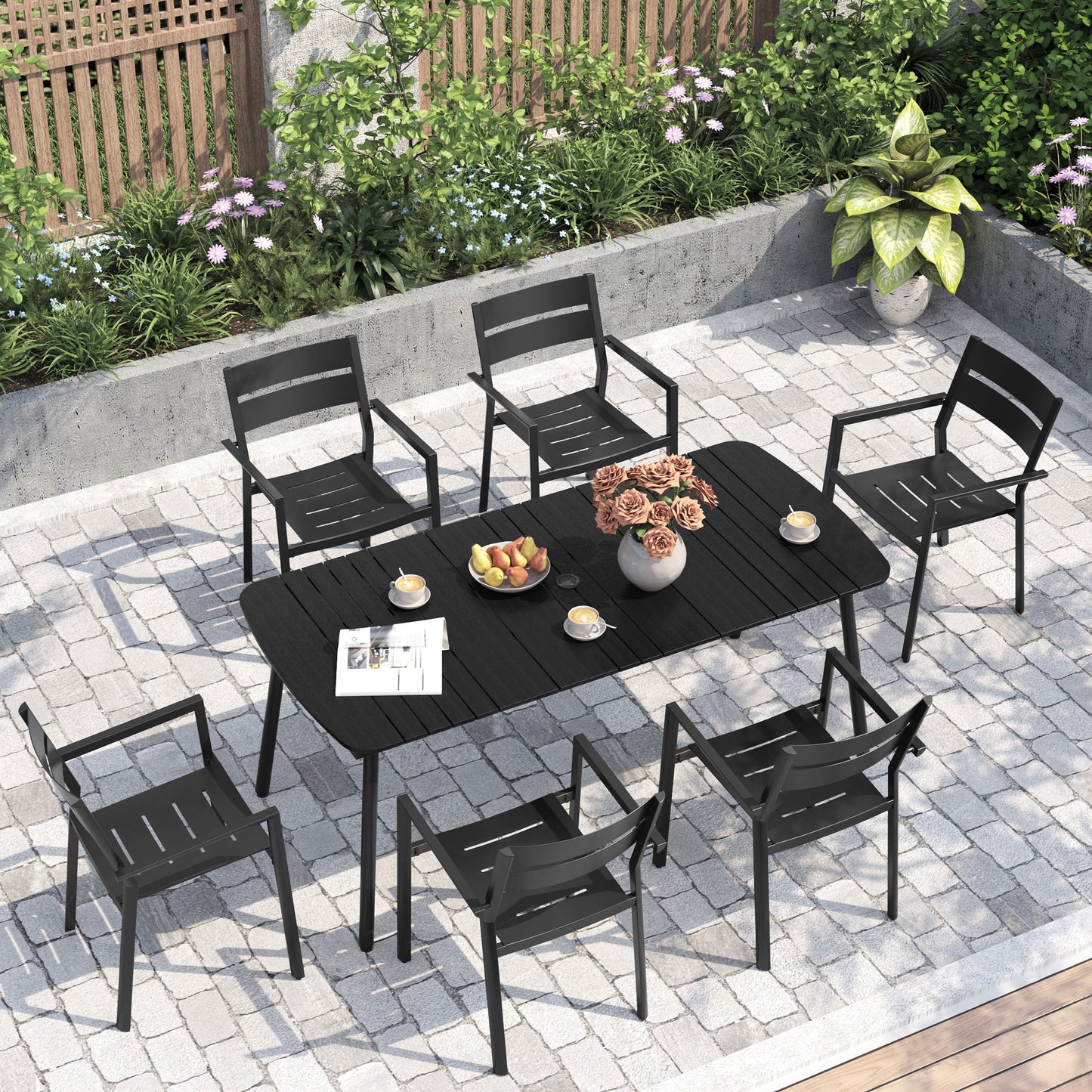 Aluminum Outdoor Dining Table with Umbrella Hole