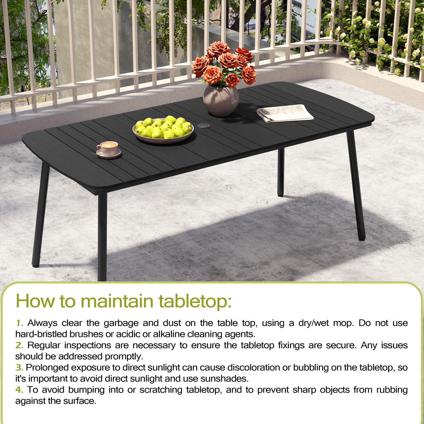 Aluminum Outdoor Dining Table with Umbrella Hole