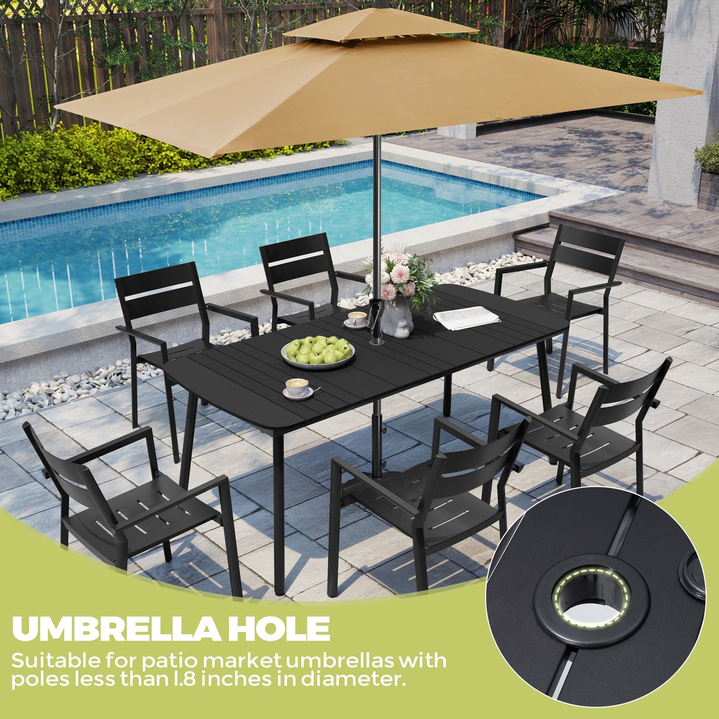 Aluminum Outdoor Dining Table with Umbrella Hole