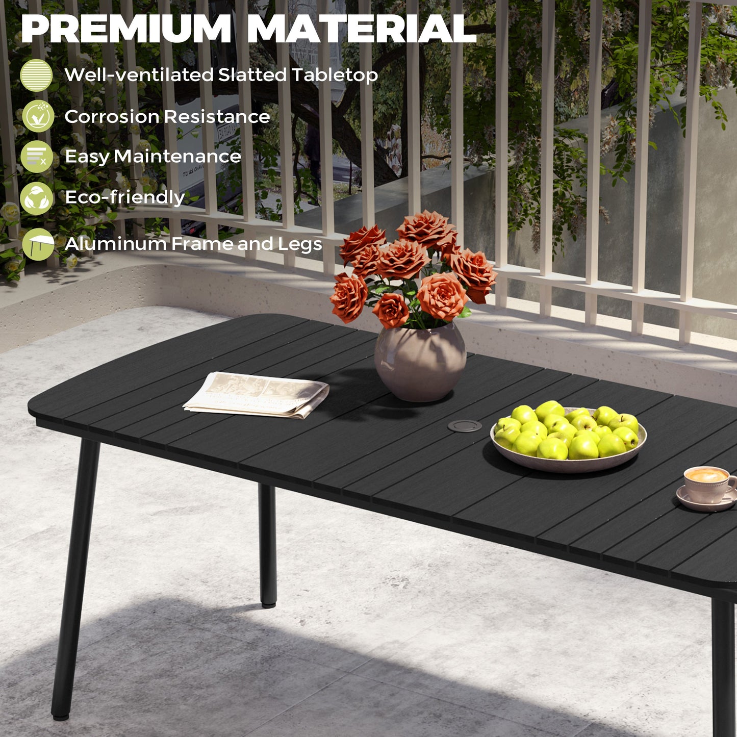 Aluminum Outdoor Dining Table with Umbrella Hole