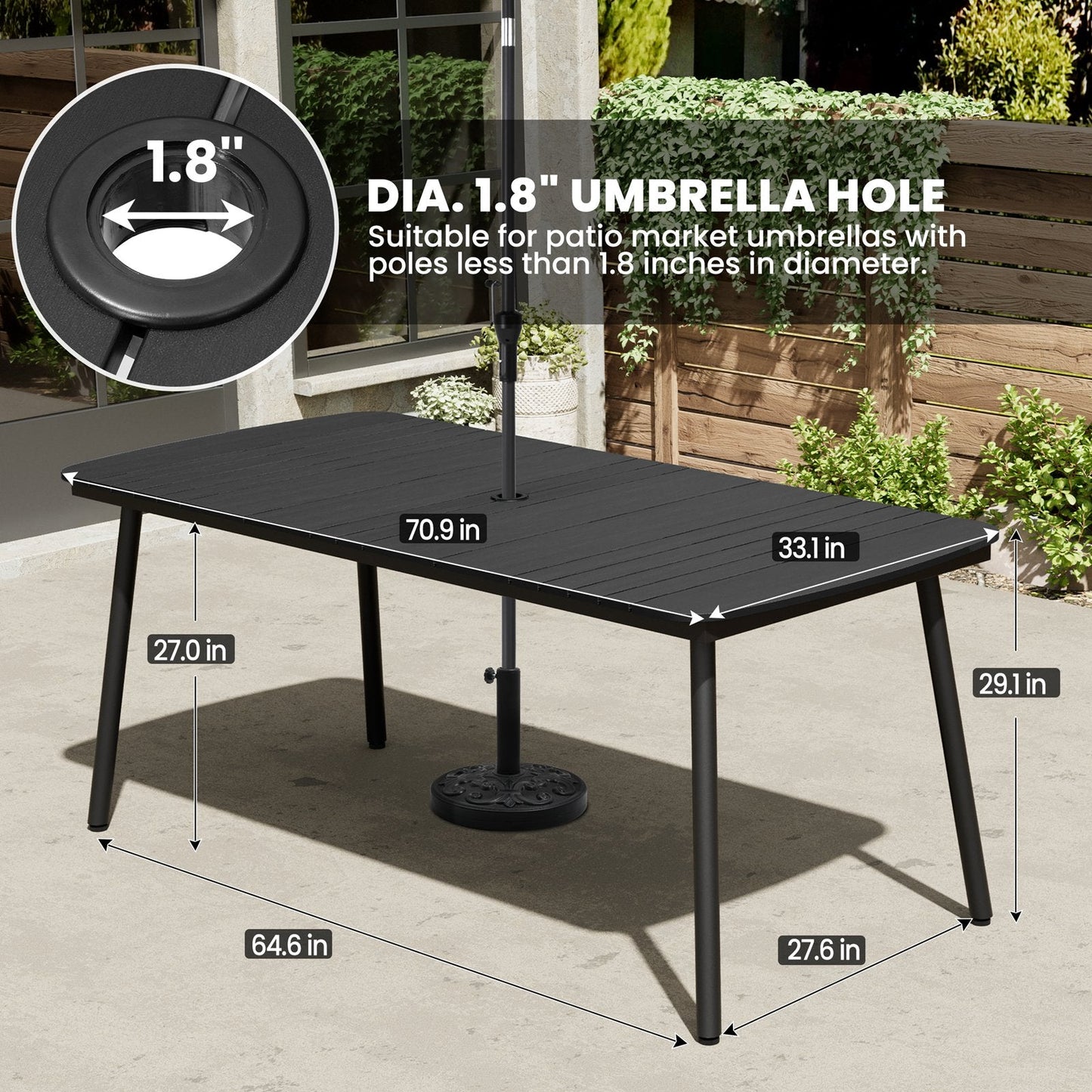 7/9-Piece Aluminum Dining Set with Umbrella Hole & Stackable Chairs