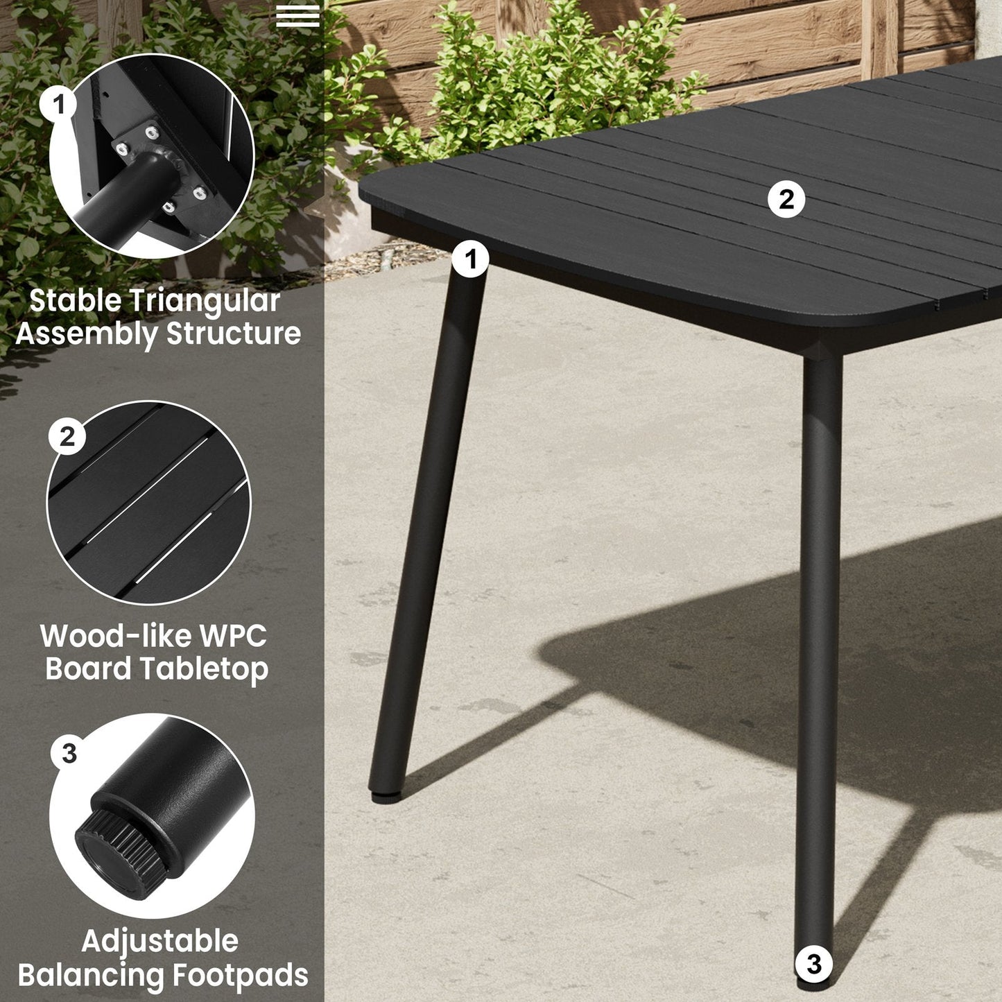7/9-Piece Aluminum Dining Set with Umbrella Hole & Stackable Chairs