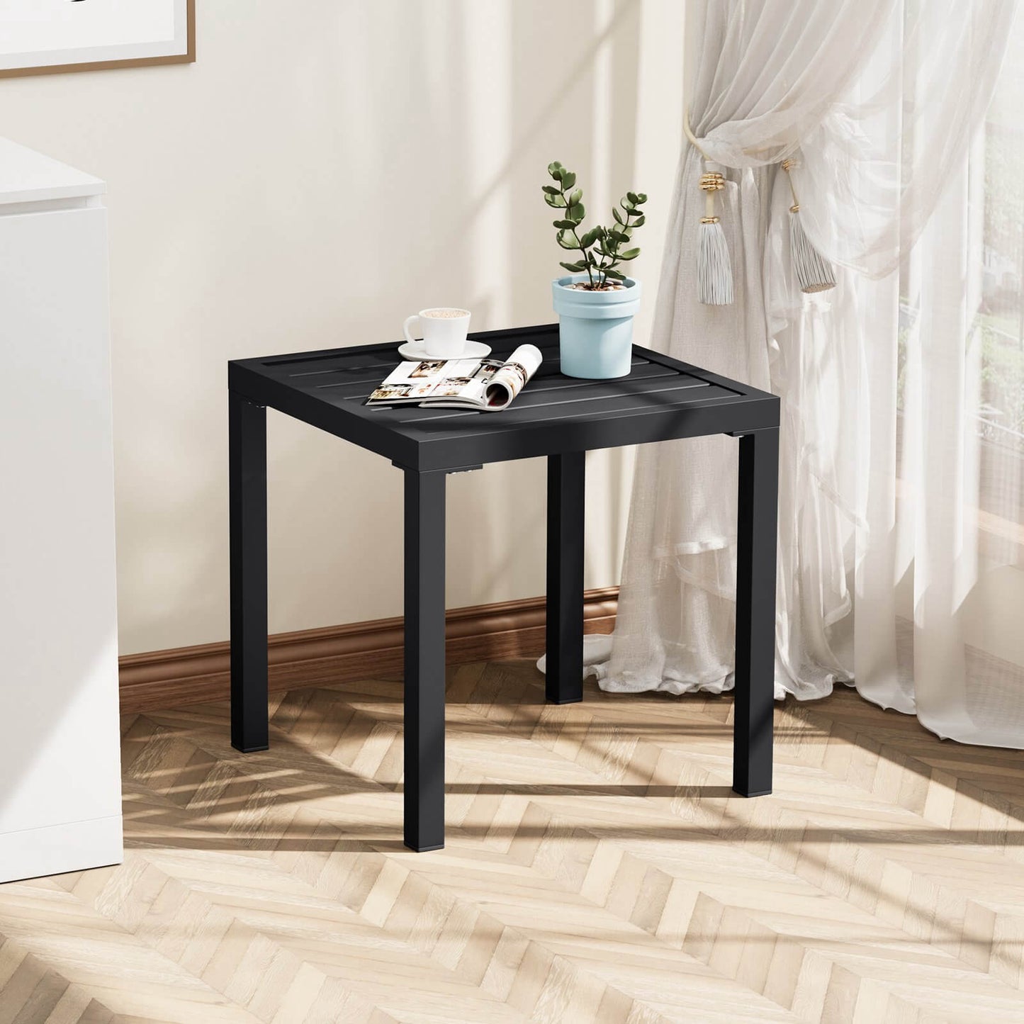 16x16" Square Metal Outdoor Side Table