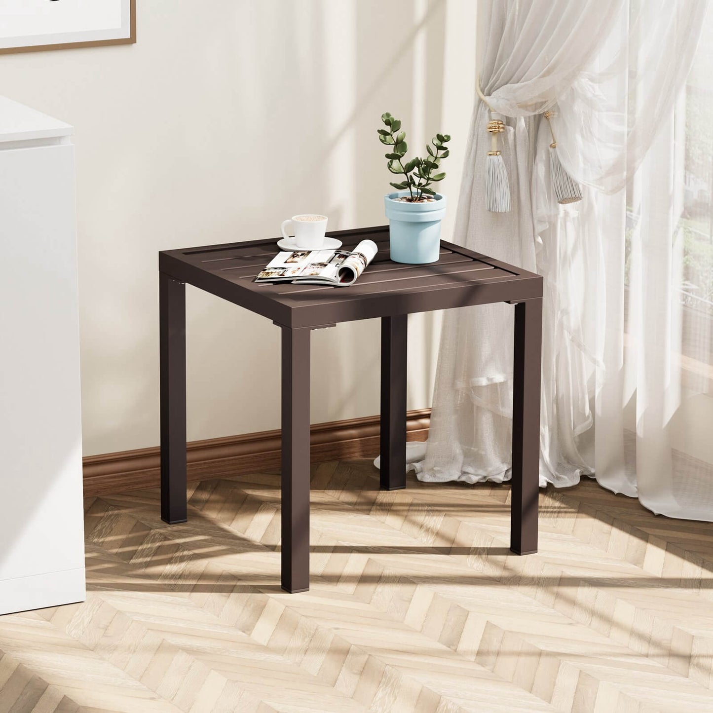 16x16" Square Metal Outdoor Side Table