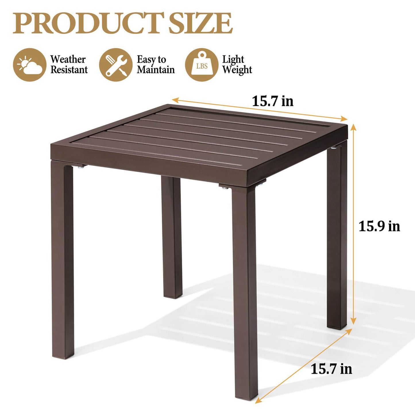 16x16" Square Metal Outdoor Side Table