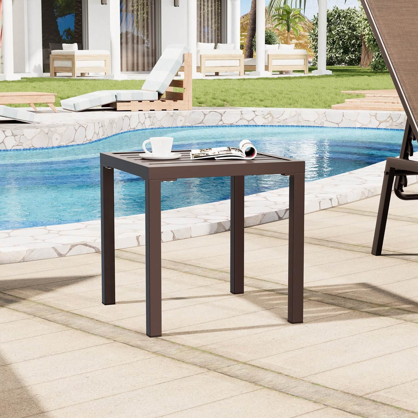 16x16" Square Metal Outdoor Side Table