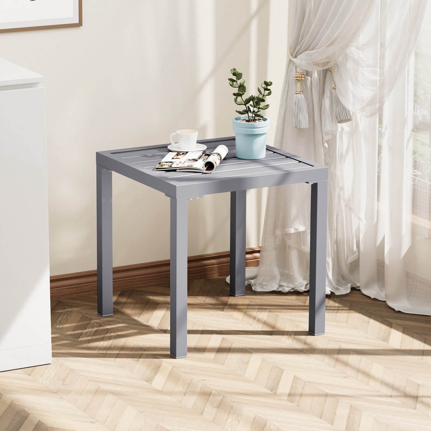 16x16" Square Metal Outdoor Side Table