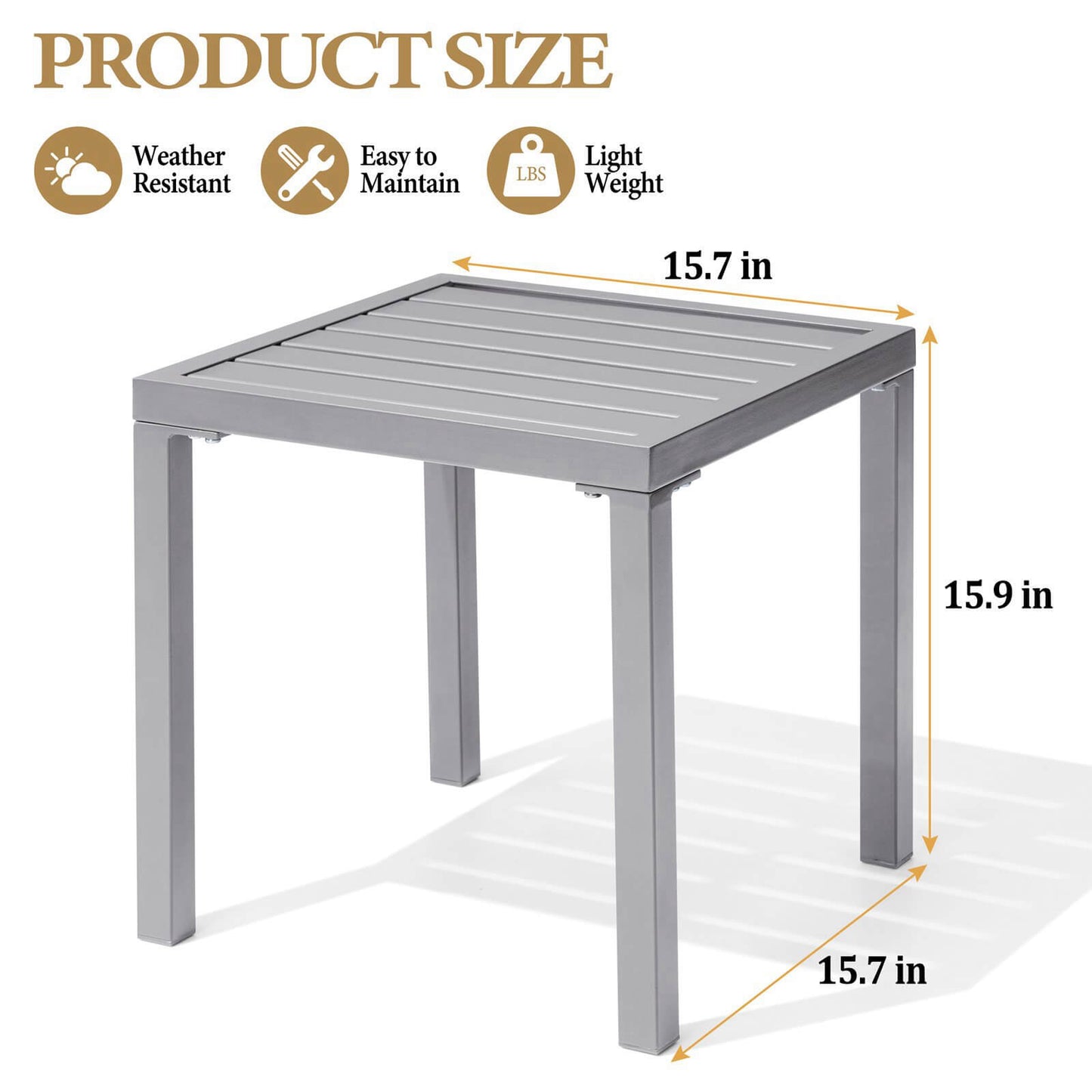 16x16" Square Metal Outdoor Side Table