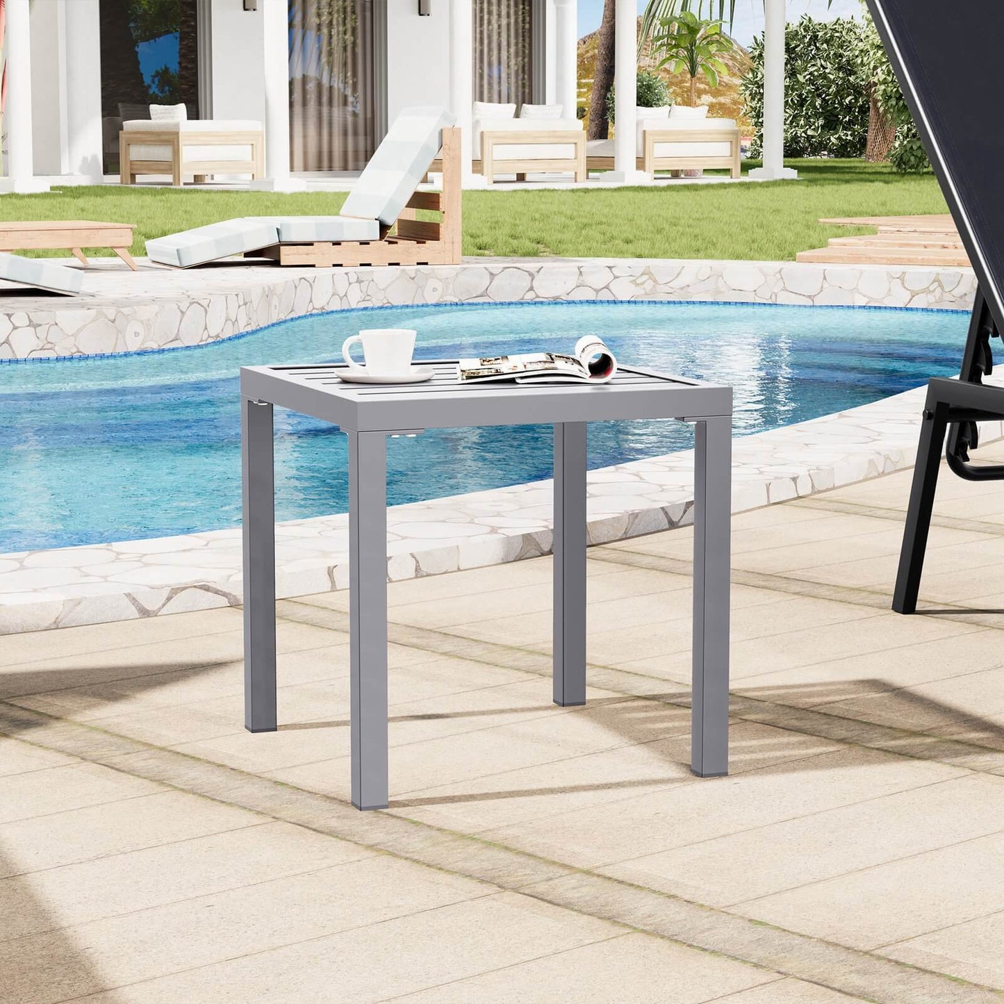 16x16" Square Metal Outdoor Side Table