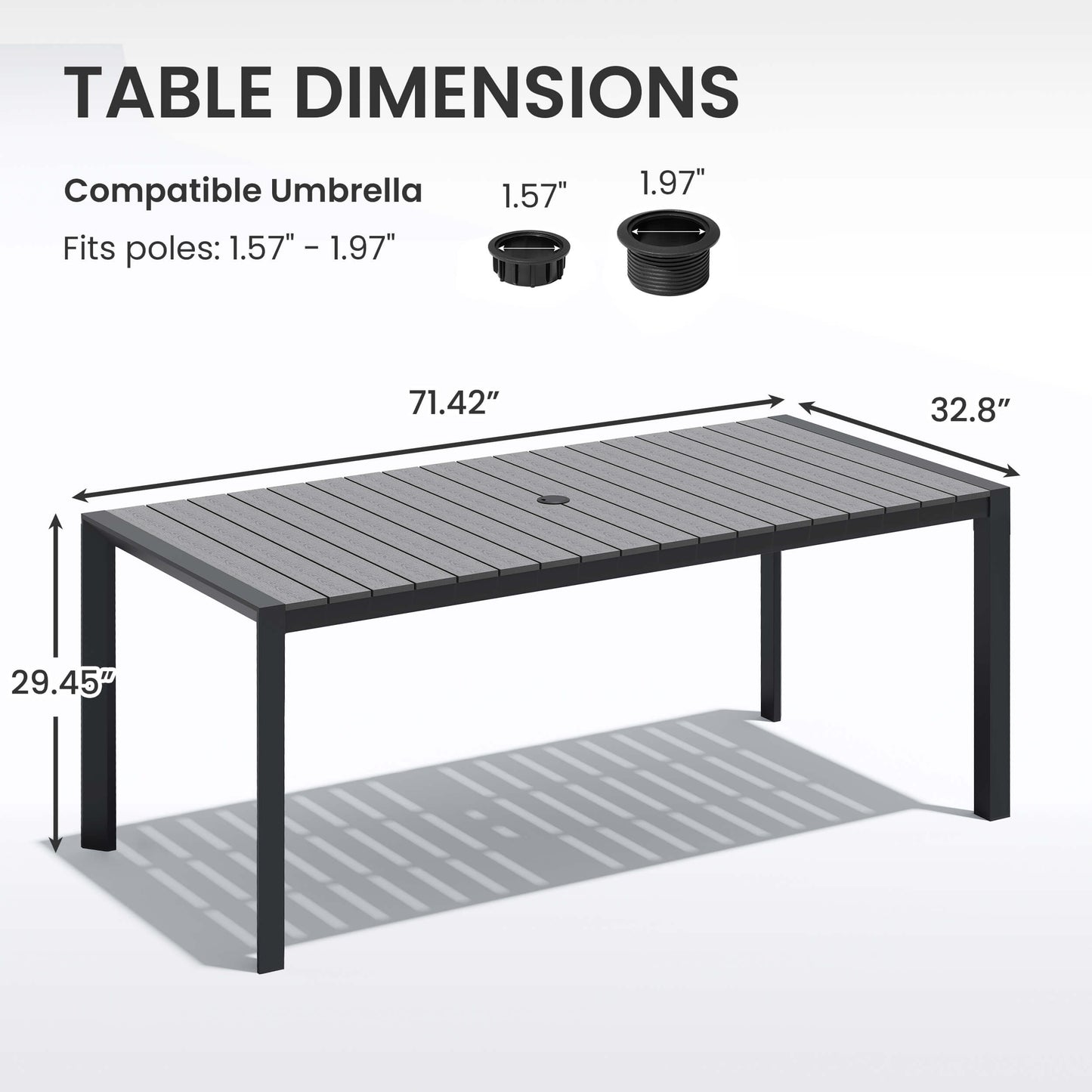 Aluminum Outdoor Dining Table with Umbrella Hole