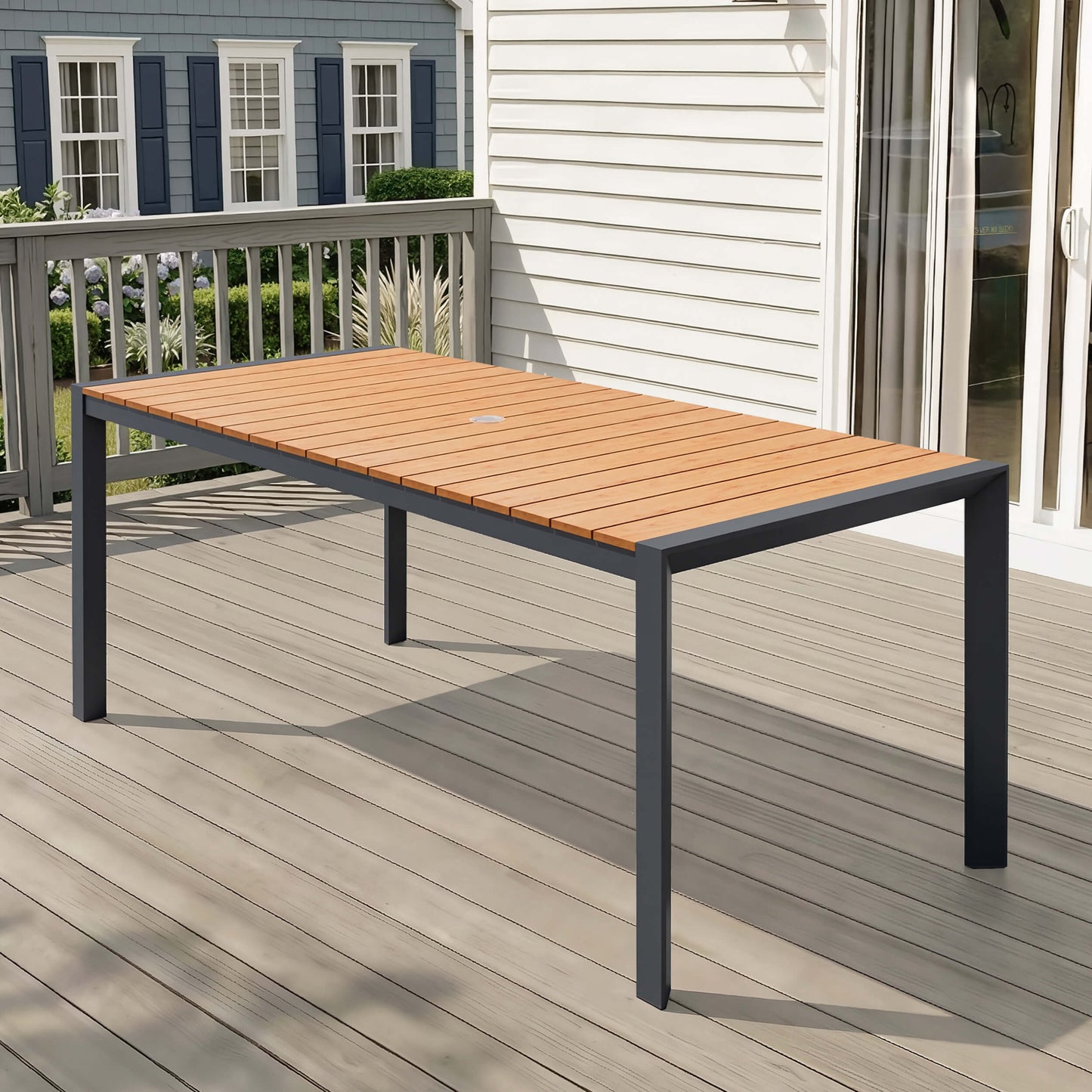 Aluminum Outdoor Dining Table with Umbrella Hole