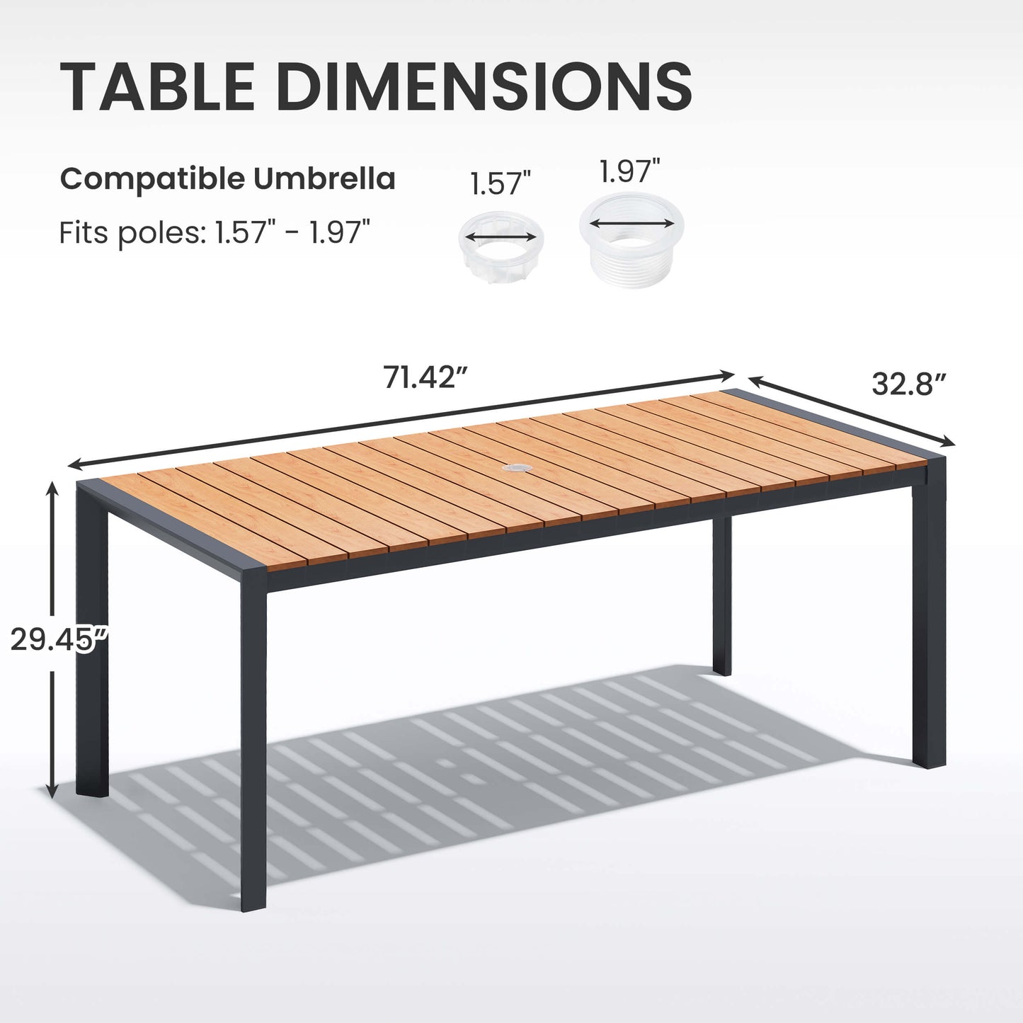 Aluminum Outdoor Dining Table with Umbrella Hole