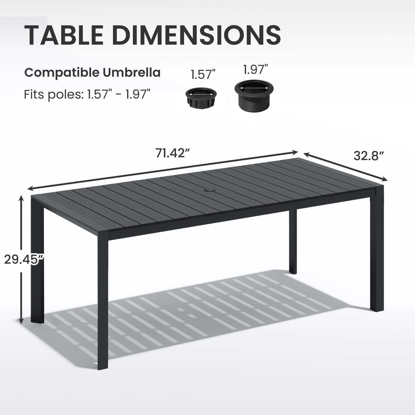 Aluminum Outdoor Dining Table with Umbrella Hole