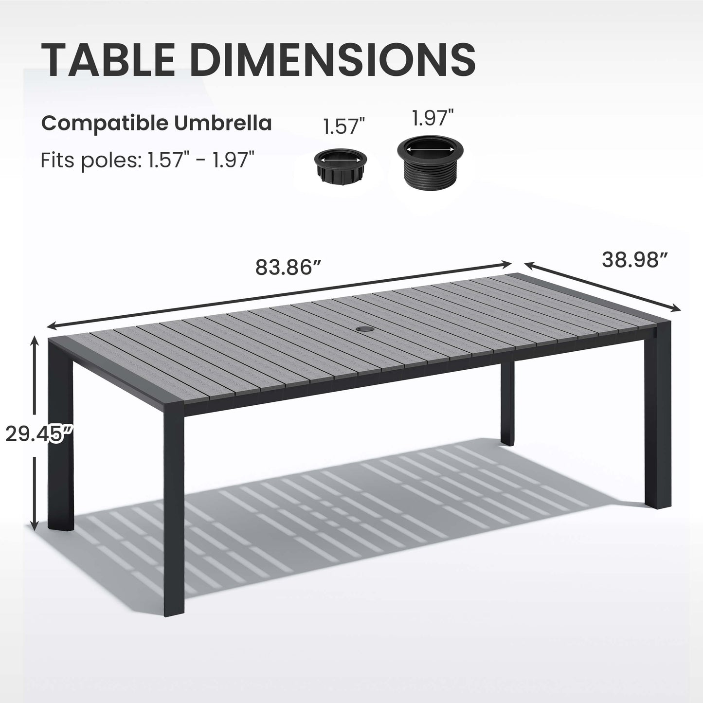 Aluminum Outdoor Dining Table with Umbrella Hole