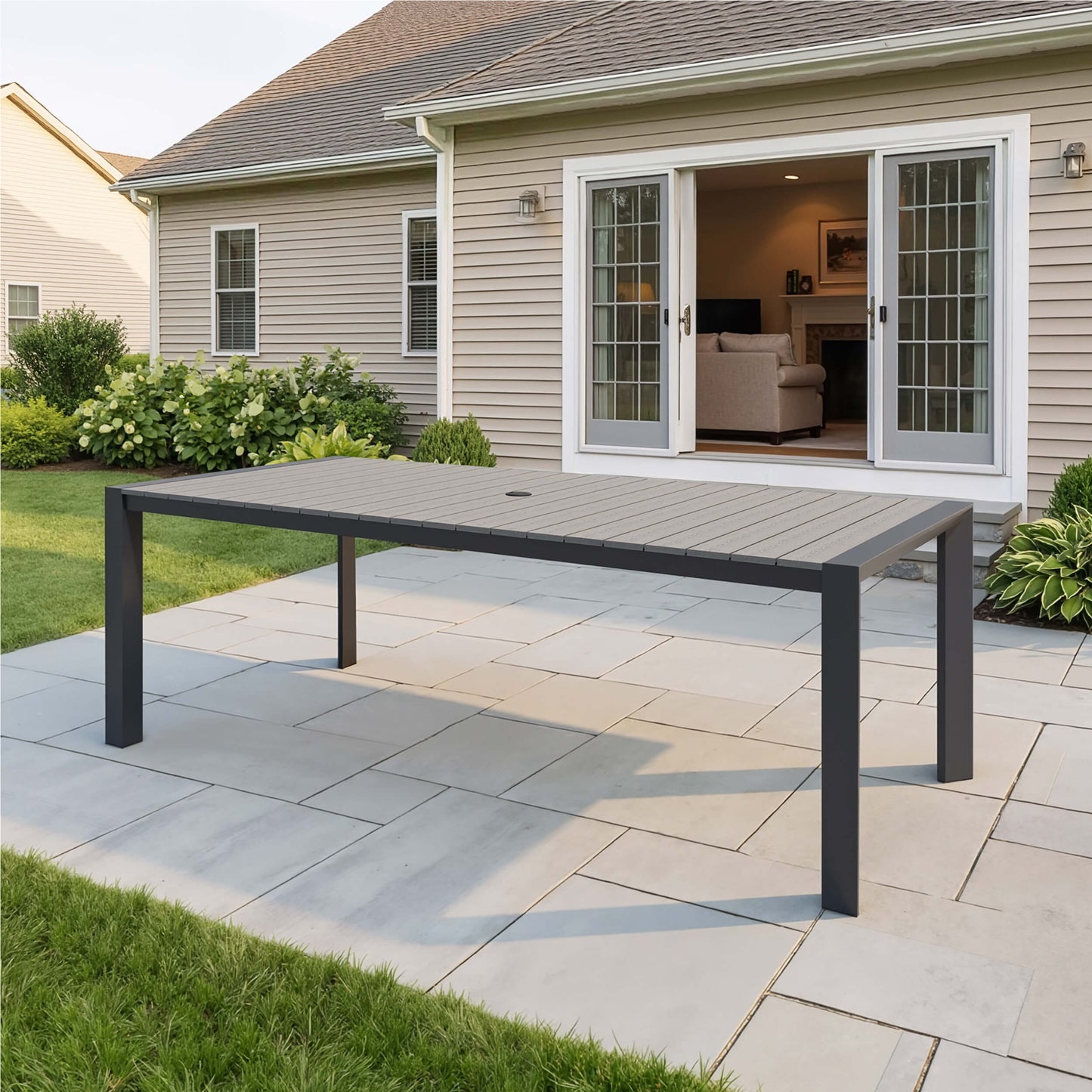 Aluminum Outdoor Dining Table with Umbrella Hole