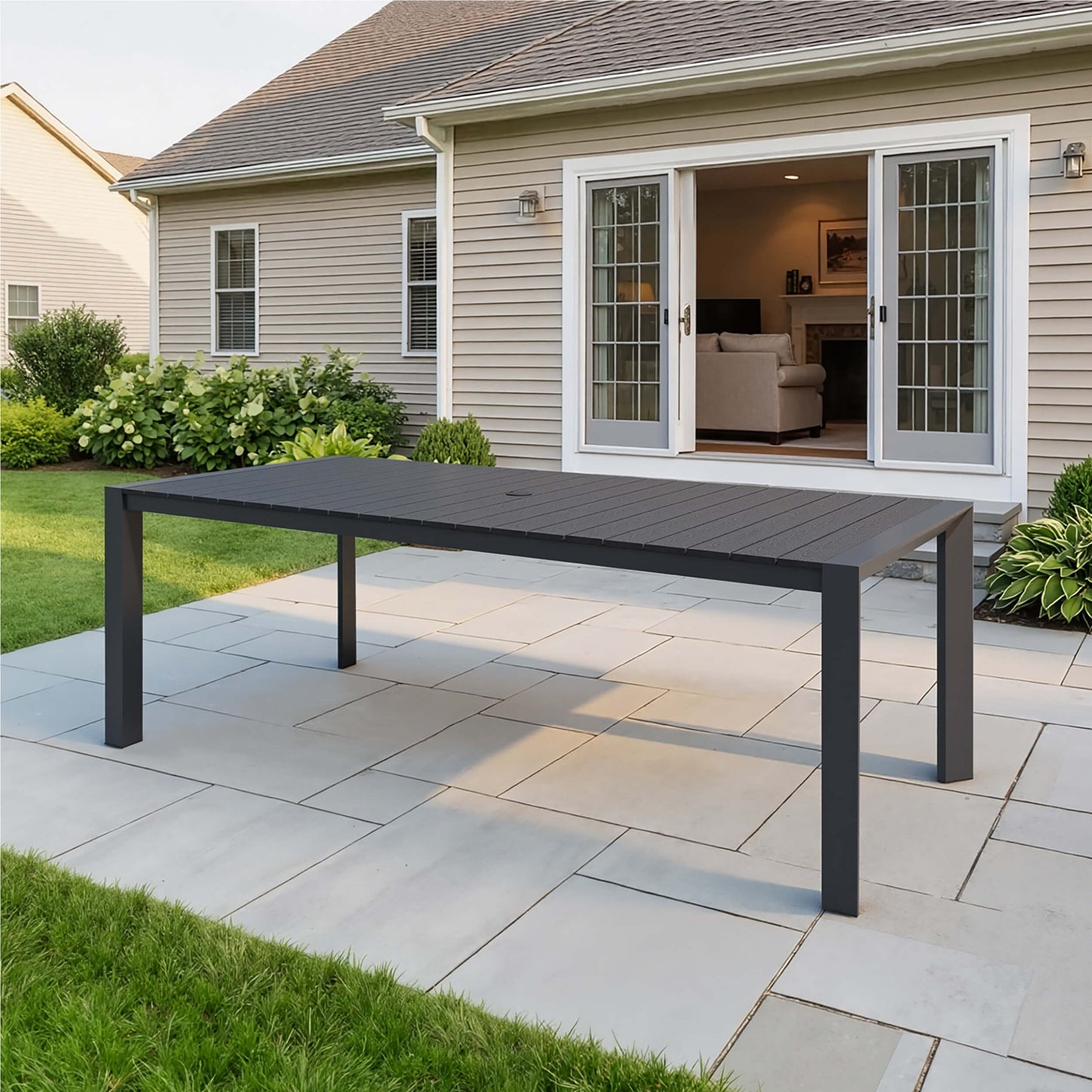 Aluminum Outdoor Dining Table with Umbrella Hole