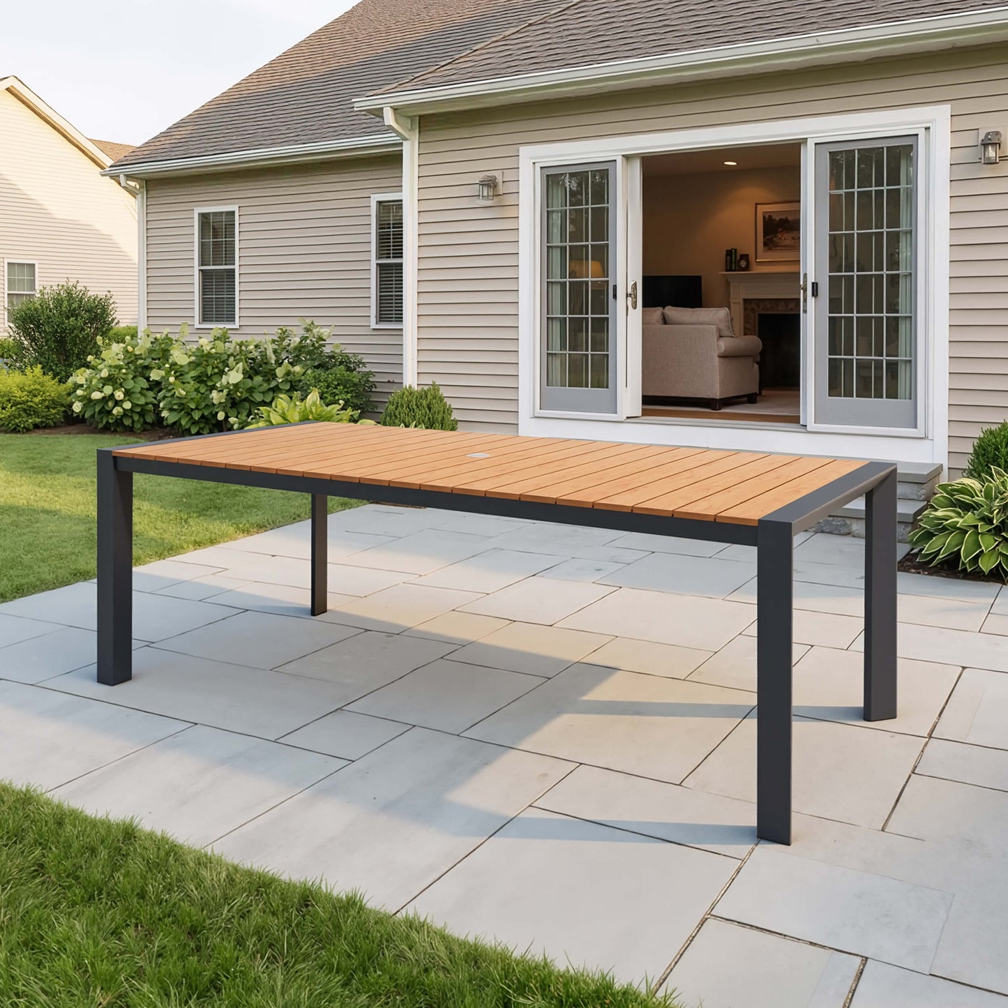 Aluminum Outdoor Dining Table with Umbrella Hole
