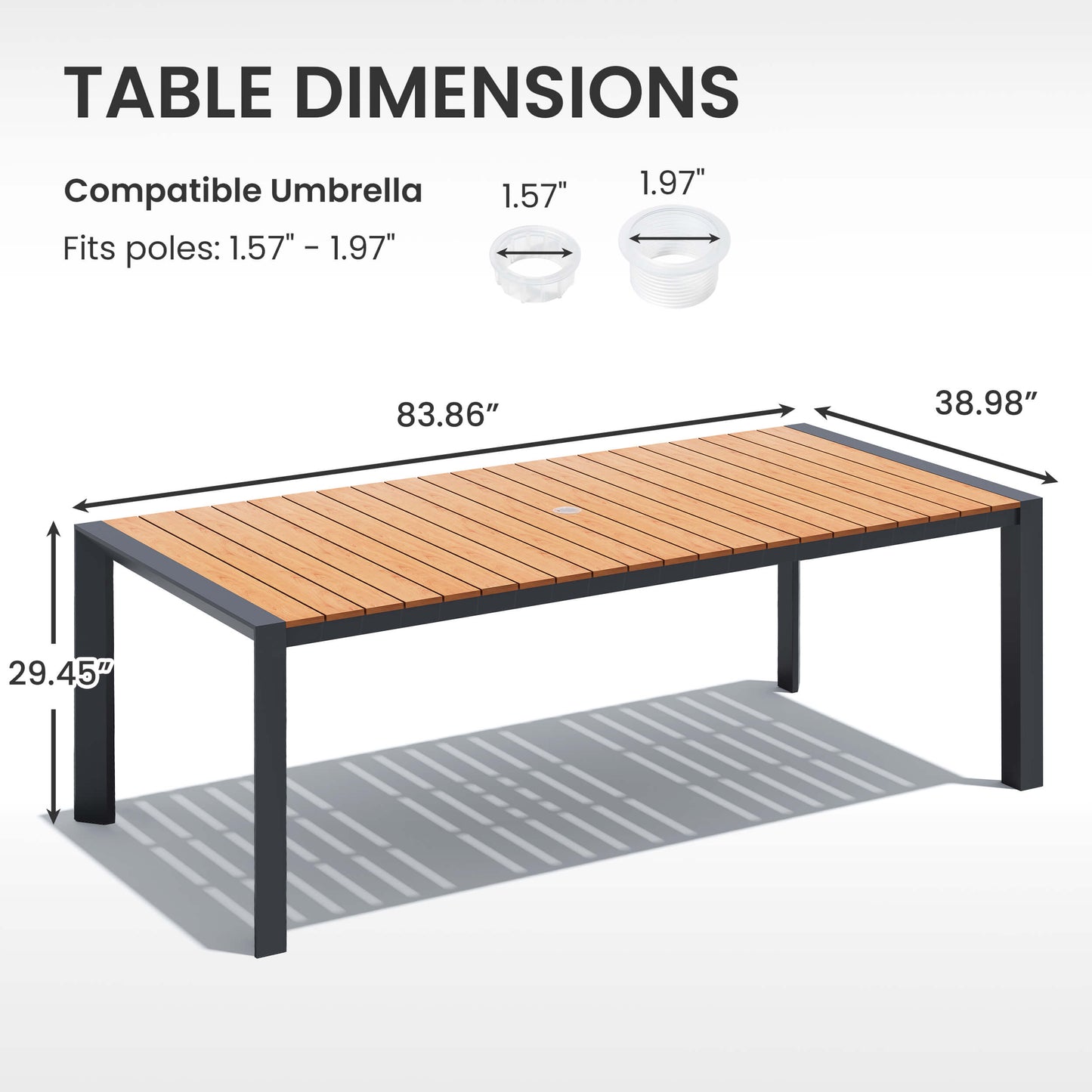 Aluminum Outdoor Dining Table with Umbrella Hole