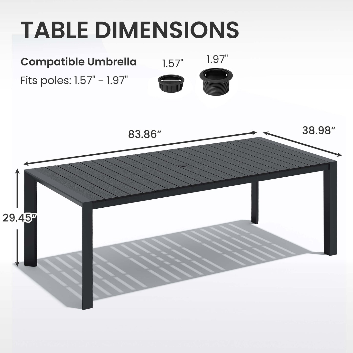 Aluminum Outdoor Dining Table with Umbrella Hole