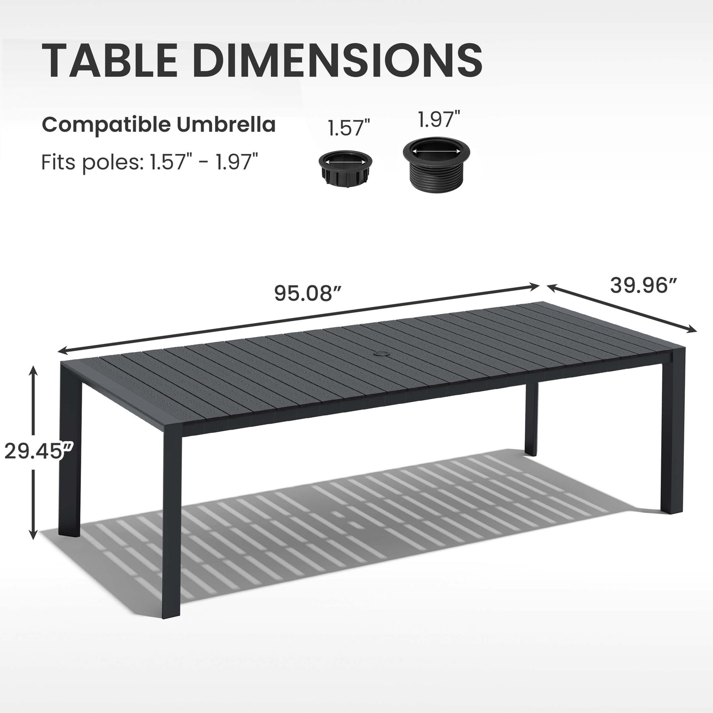 Aluminum Outdoor Dining Table with Umbrella Hole