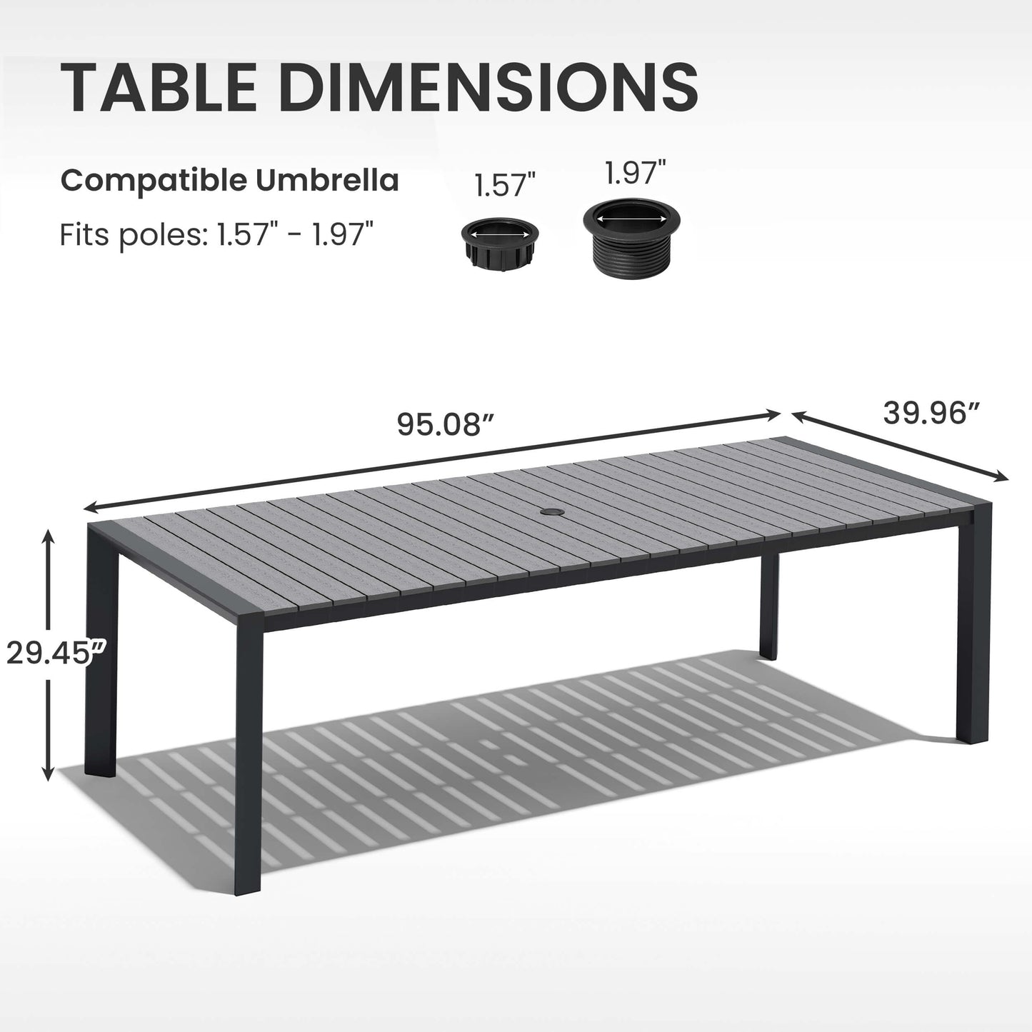 Aluminum Outdoor Dining Table with Umbrella Hole