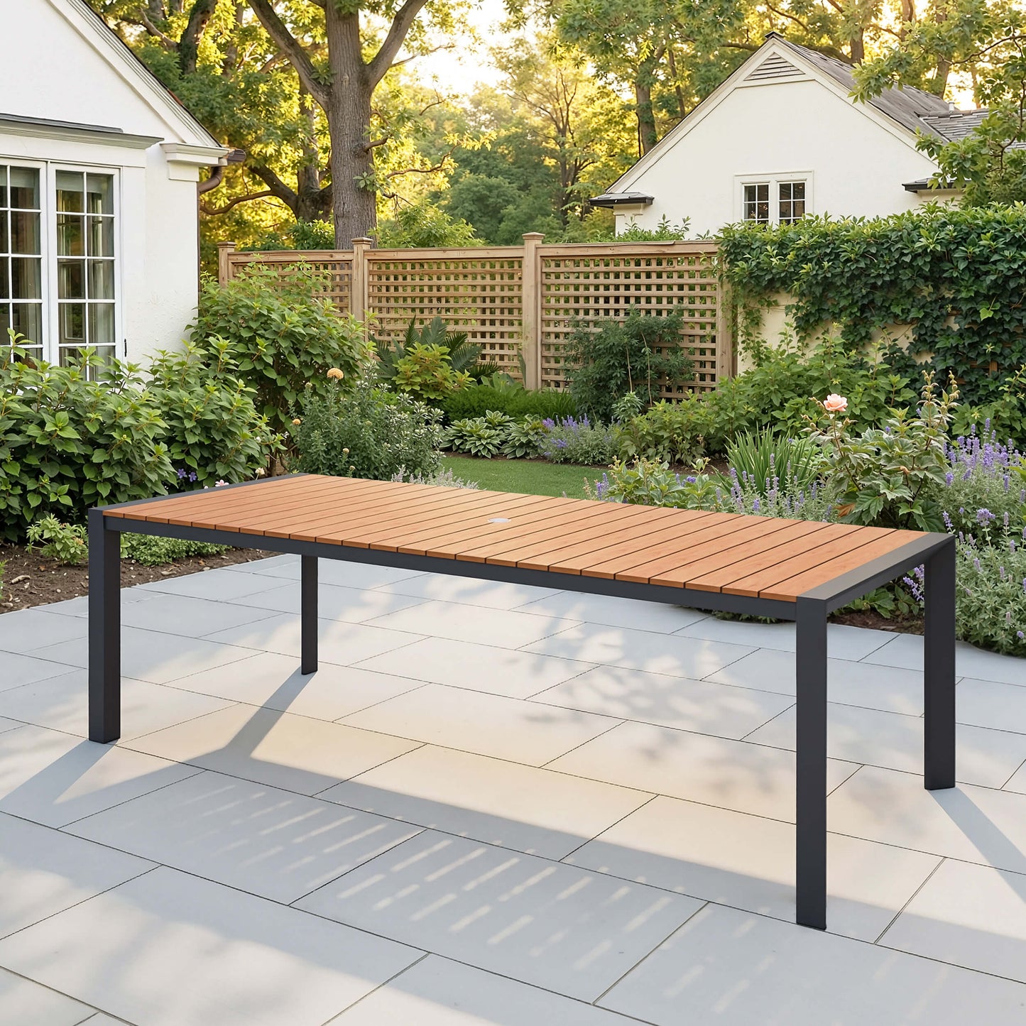 Aluminum Outdoor Dining Table with Umbrella Hole