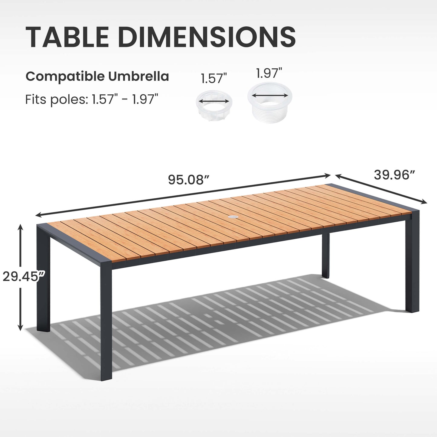 Aluminum Outdoor Dining Table with Umbrella Hole