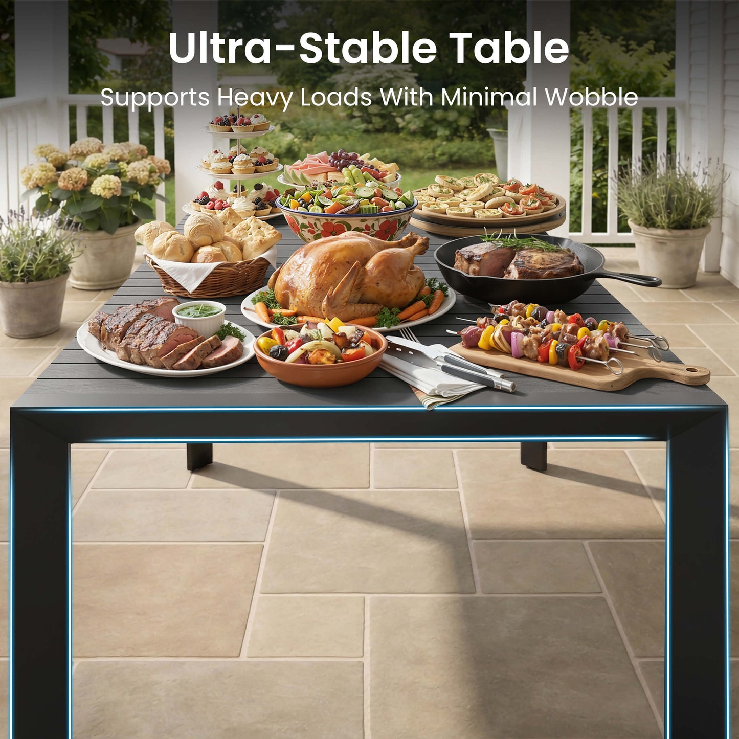 Aluminum Outdoor Dining Table with Umbrella Hole