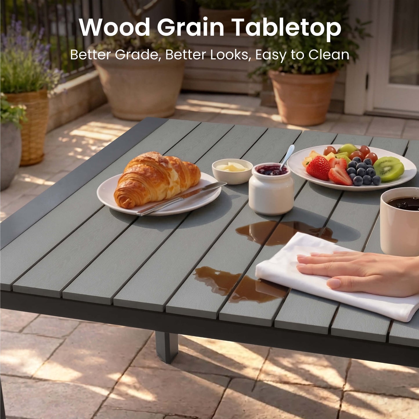 Aluminum Outdoor Dining Table with Umbrella Hole